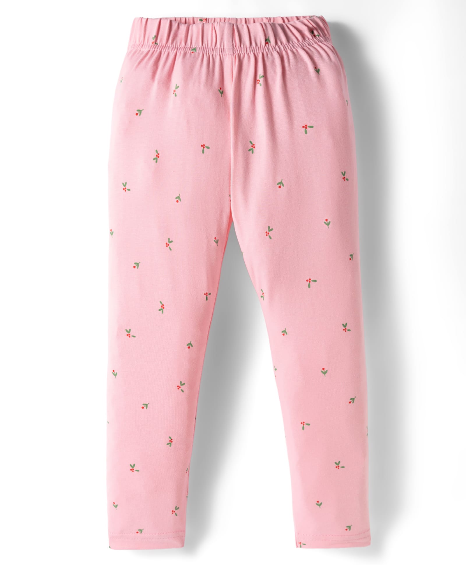 Evimo Sinker Knit Full Length Leggings With Floral Buds Print - Pink-picture-33