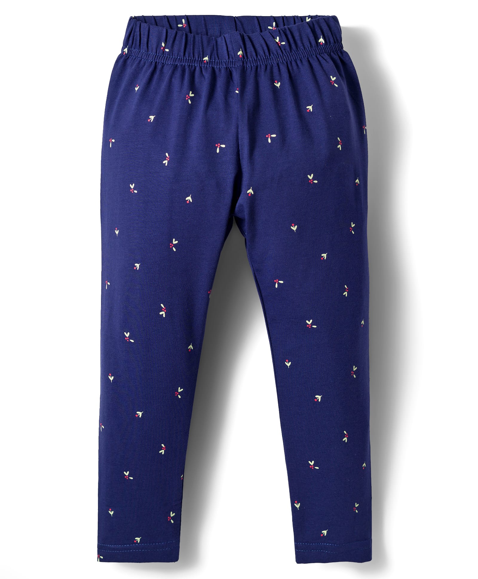 Evimo Sinker Knit Full Length Leggings With Floral Buds Print - Navy Blue-picture-22