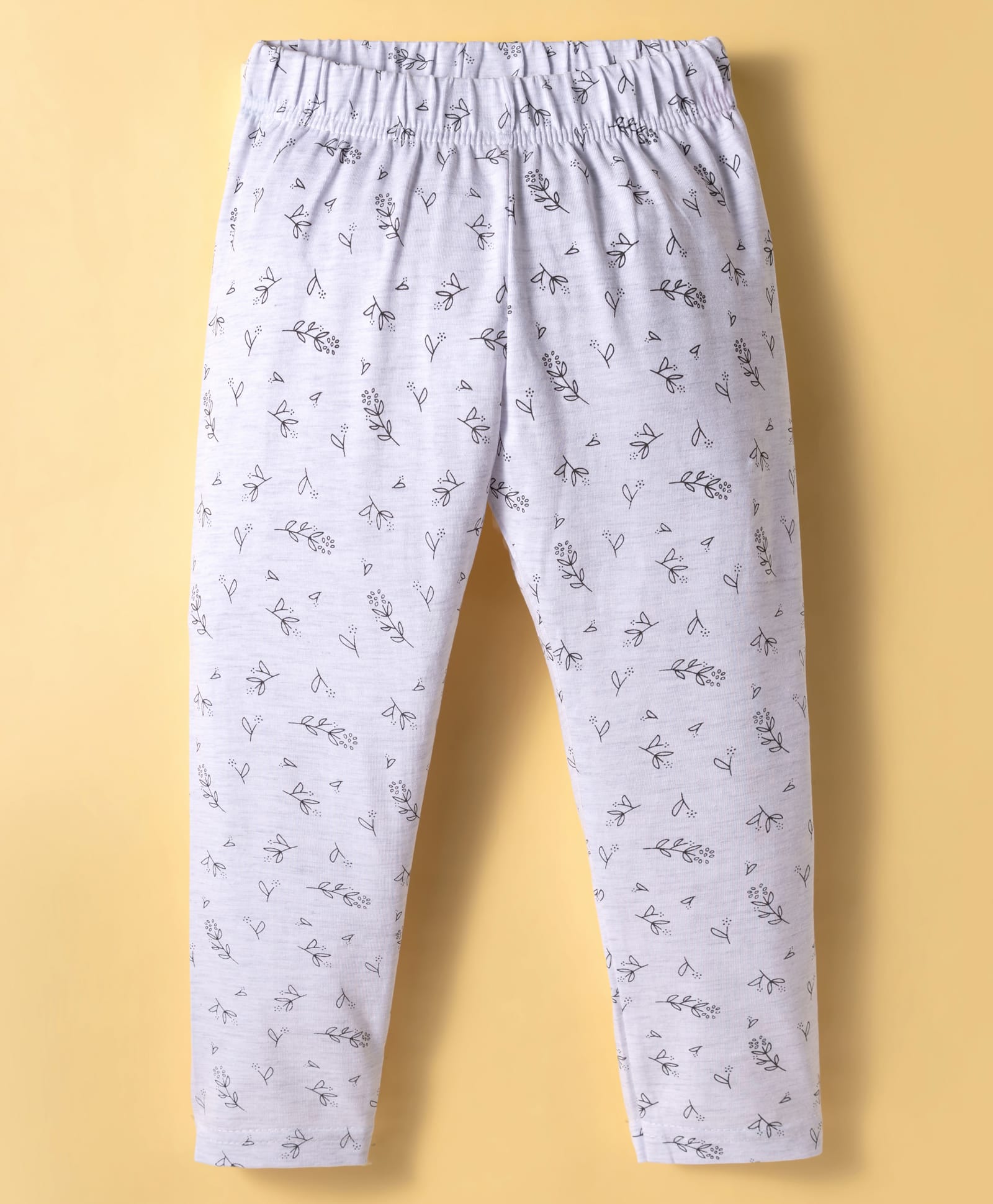 Evimo Sinker Knit Full Length Leggings With Leave Print - Lavender-picture-19