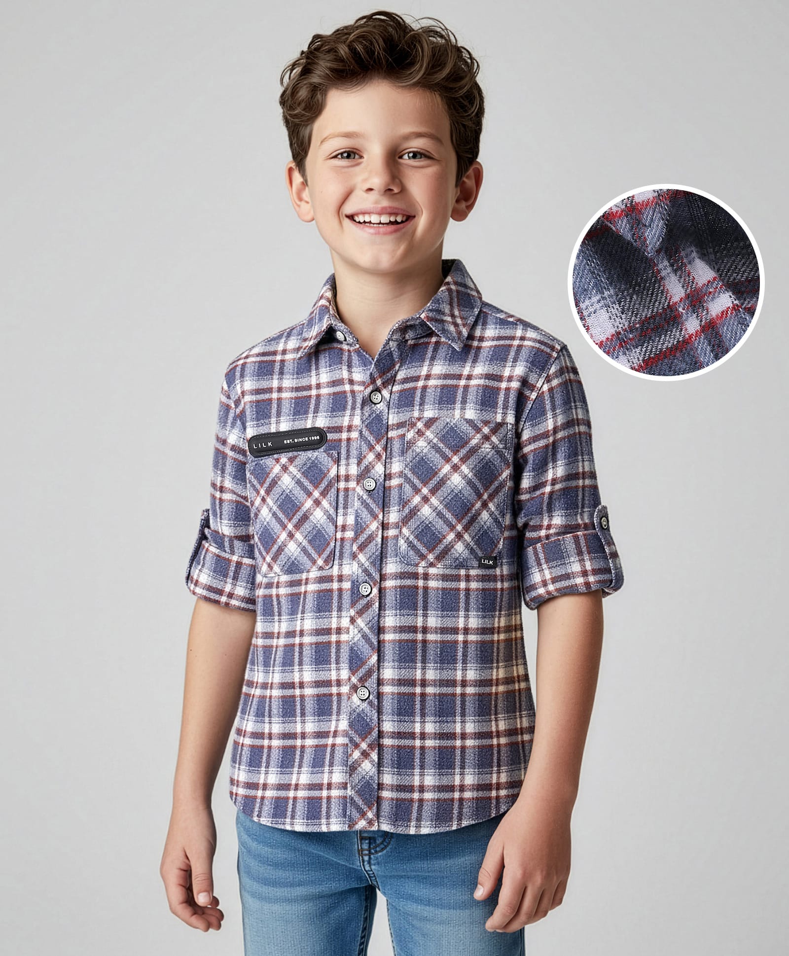 Little Kangaroos Cotton Woven Full Sleeves Checks Shirt - Blue-picture-37