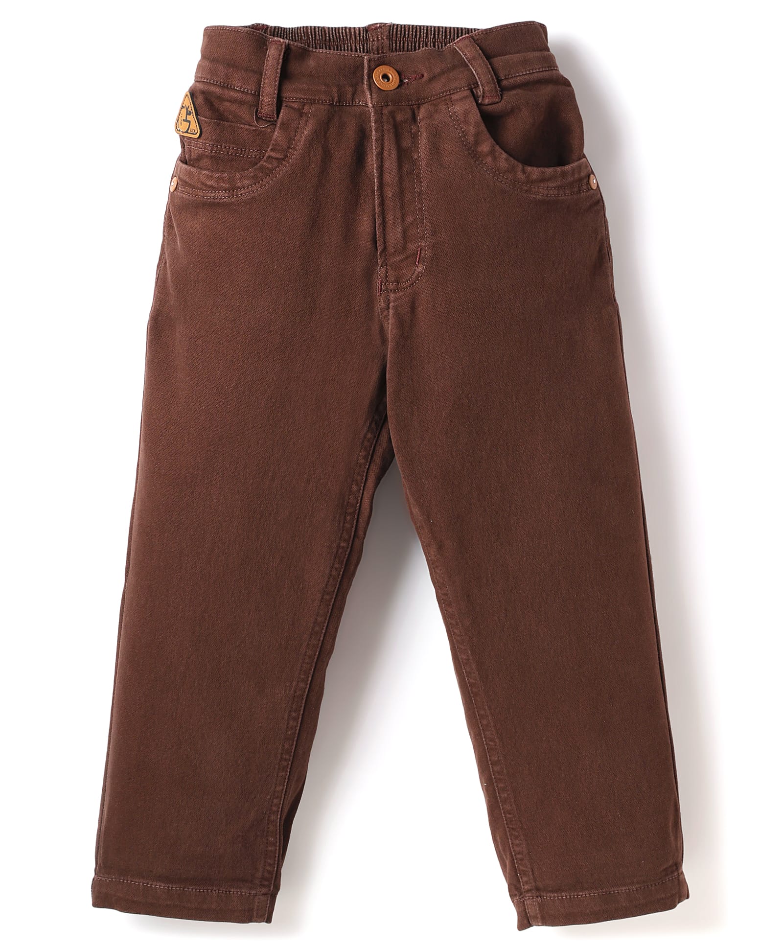 Little Kangaroos Denim Woven Full Length Solid Colour Jeans - Brown-picture-26