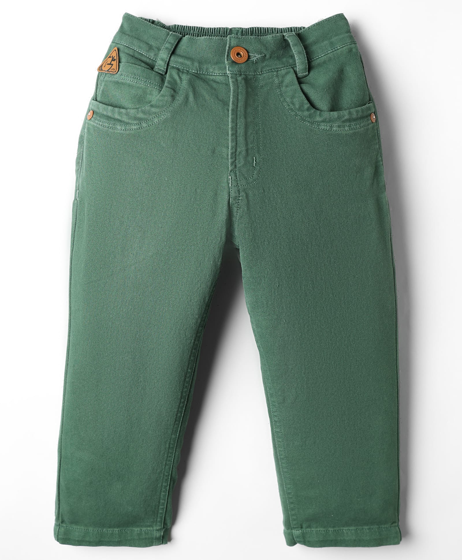 Little Kangaroos Denim Woven Full Length Solid Colour Jeans - Green