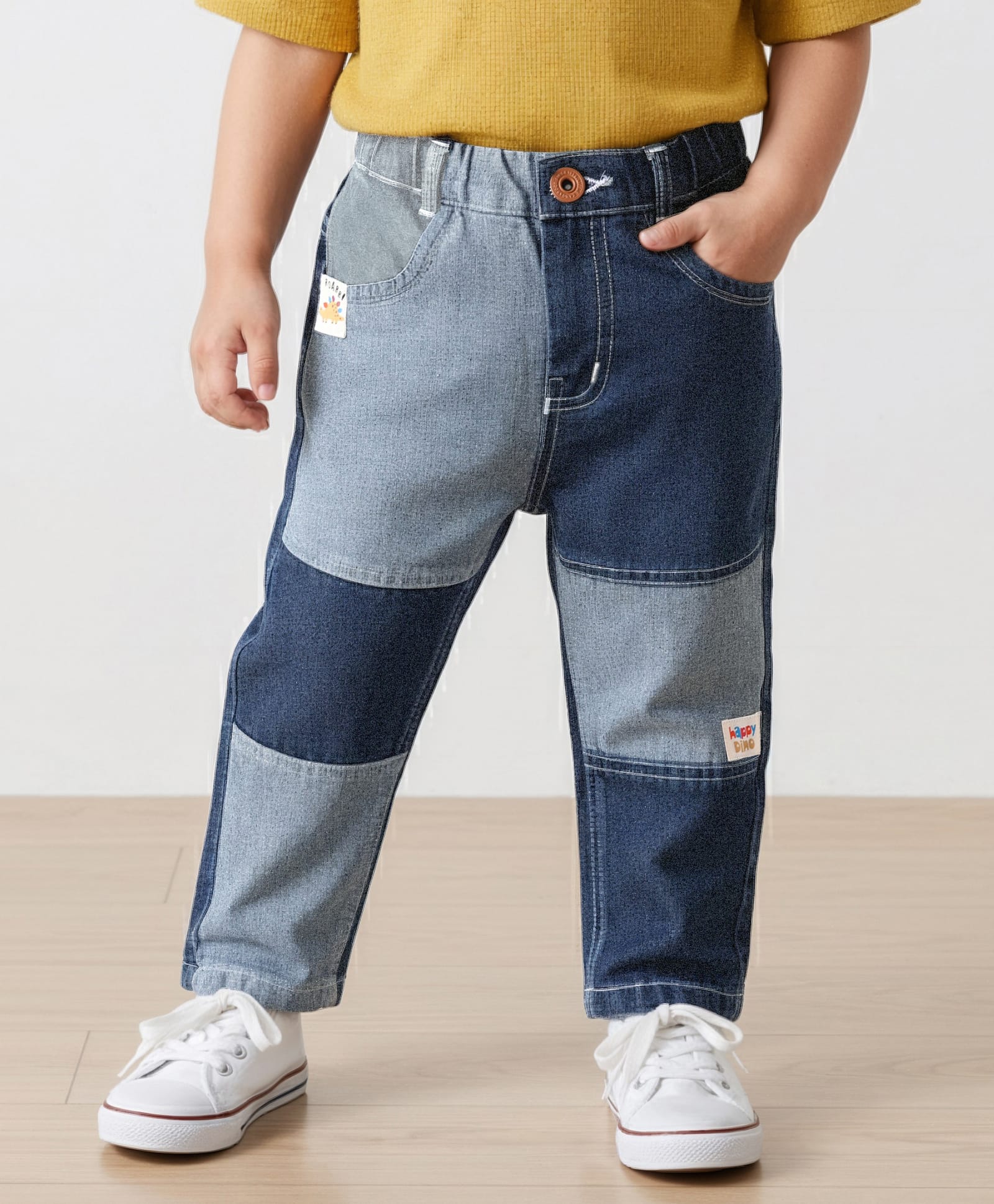 Little Kangaroos Denim Woven Cut & Sew Design Jeans - Navy Blue-picture-15