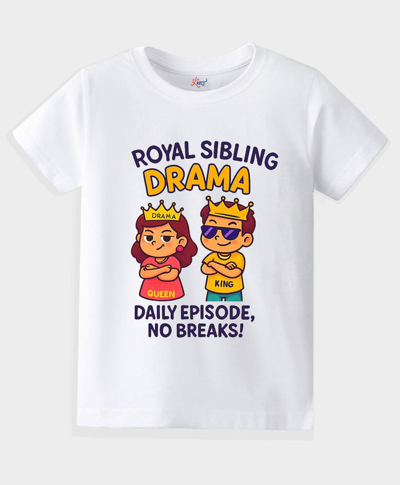 KAVEE Pure Cotton Knit Raksha Bandhan Theme Half Sleeves Royal Sibling Drama Text Printed Biowashed Tee - White-image-42