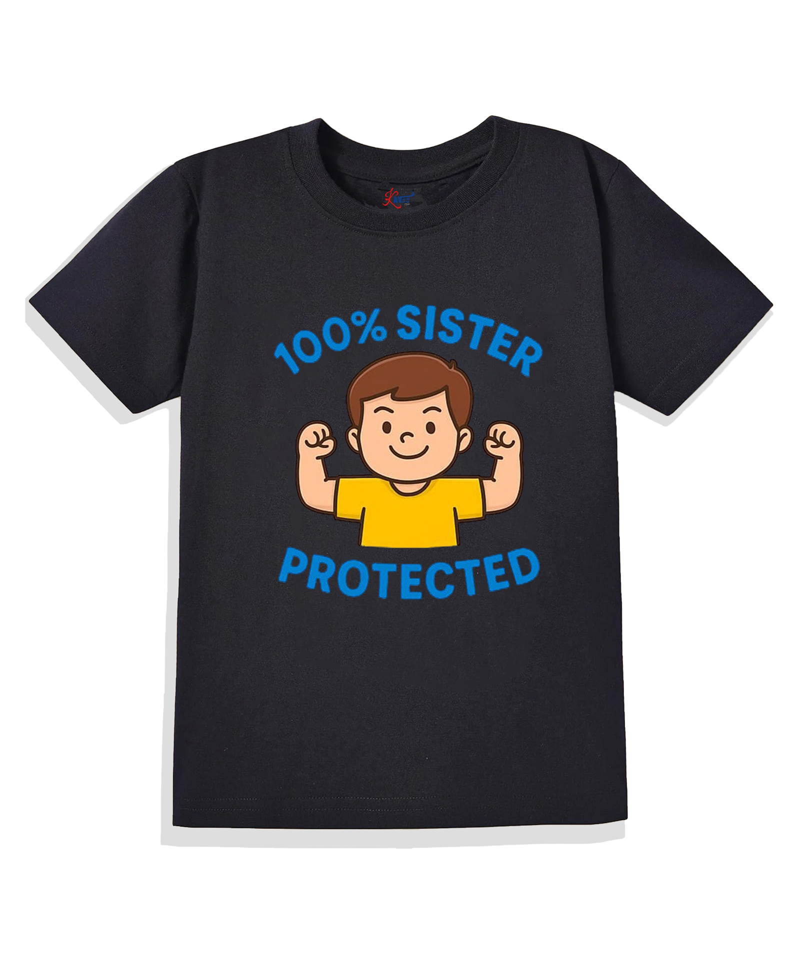 KAVEE Pure Cotton Knit Raksha Bandhan Theme Half Sleeves 100% Sister Protected Text Printed Biowashed Tee - Black-image-32