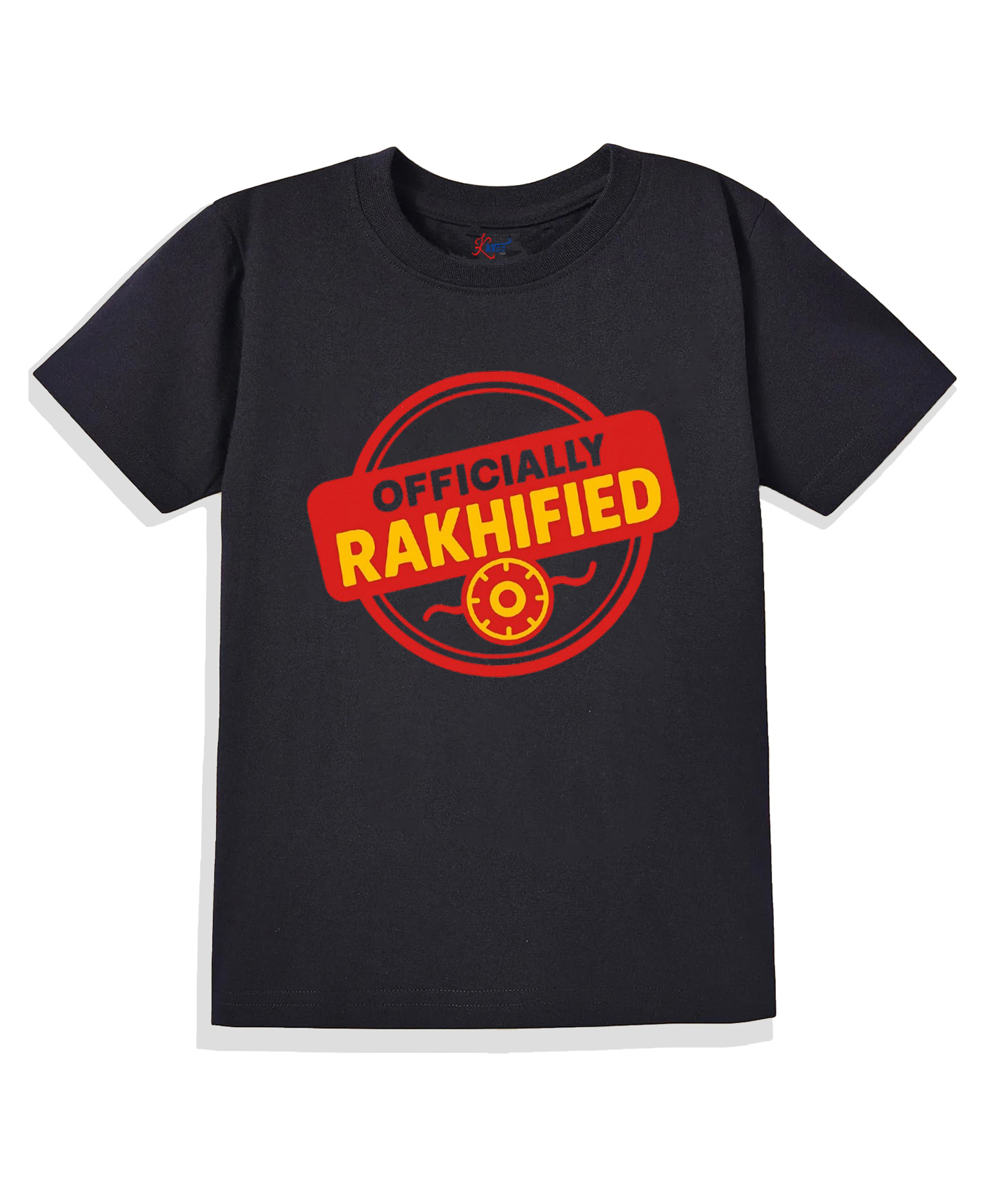 KAVEE Pure Cotton Knit Raksha Bandhan Theme Half Sleeves Officially Rakhified Text Printed Biowashed Tee - Black-image-48