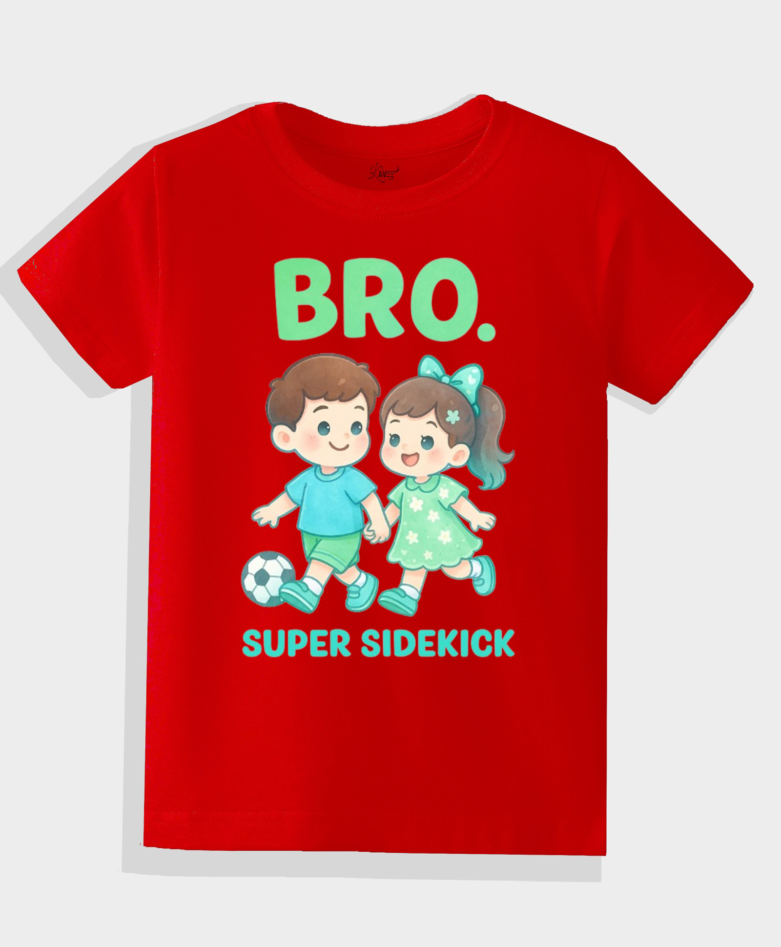 KAVEE Pure Cotton Knit Raksha Bandhan Theme Half Sleeves Bro Super Sidekick Text Printed Biowashed Tee - Red-picture-26