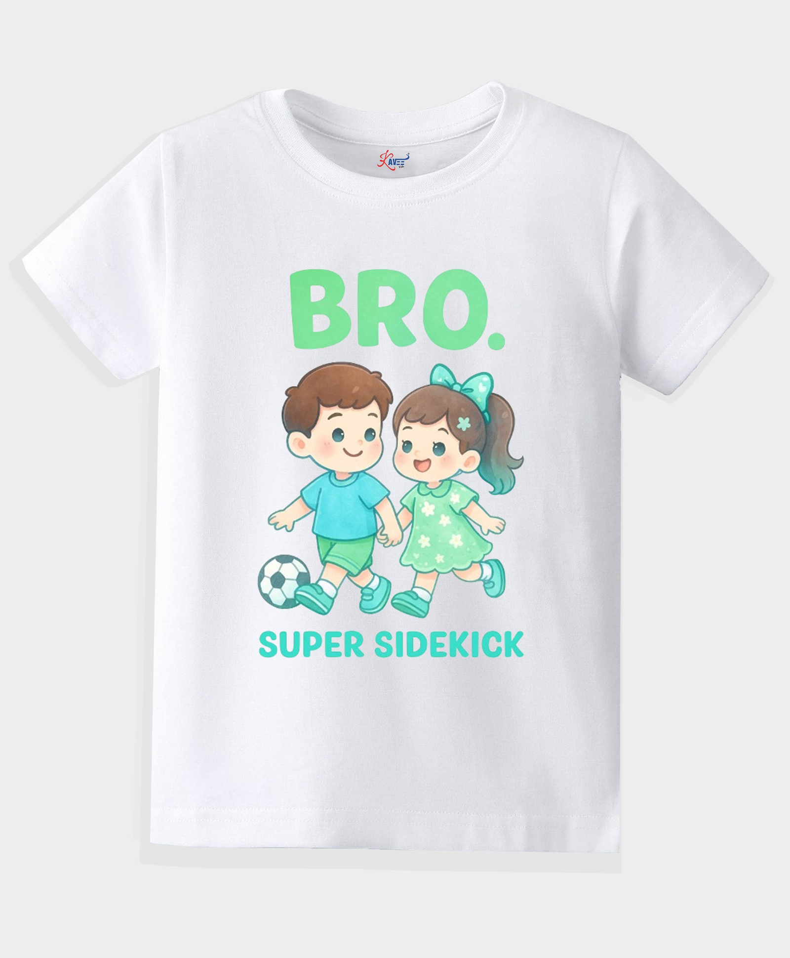 KAVEE Pure Cotton Knit Raksha Bandhan Theme Half Sleeves Bro Super Sidekick Text Printed Biowashed Tee - White-picture-26