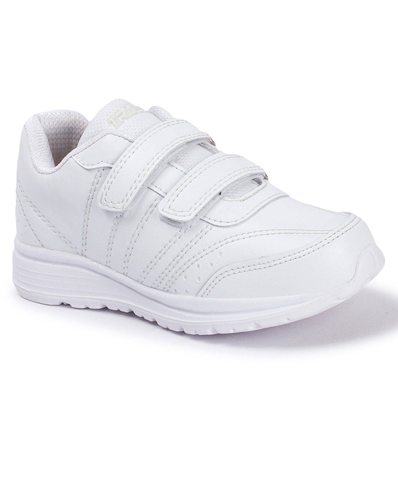 TRASE Solid Double Velcro Closure School Shoes - White