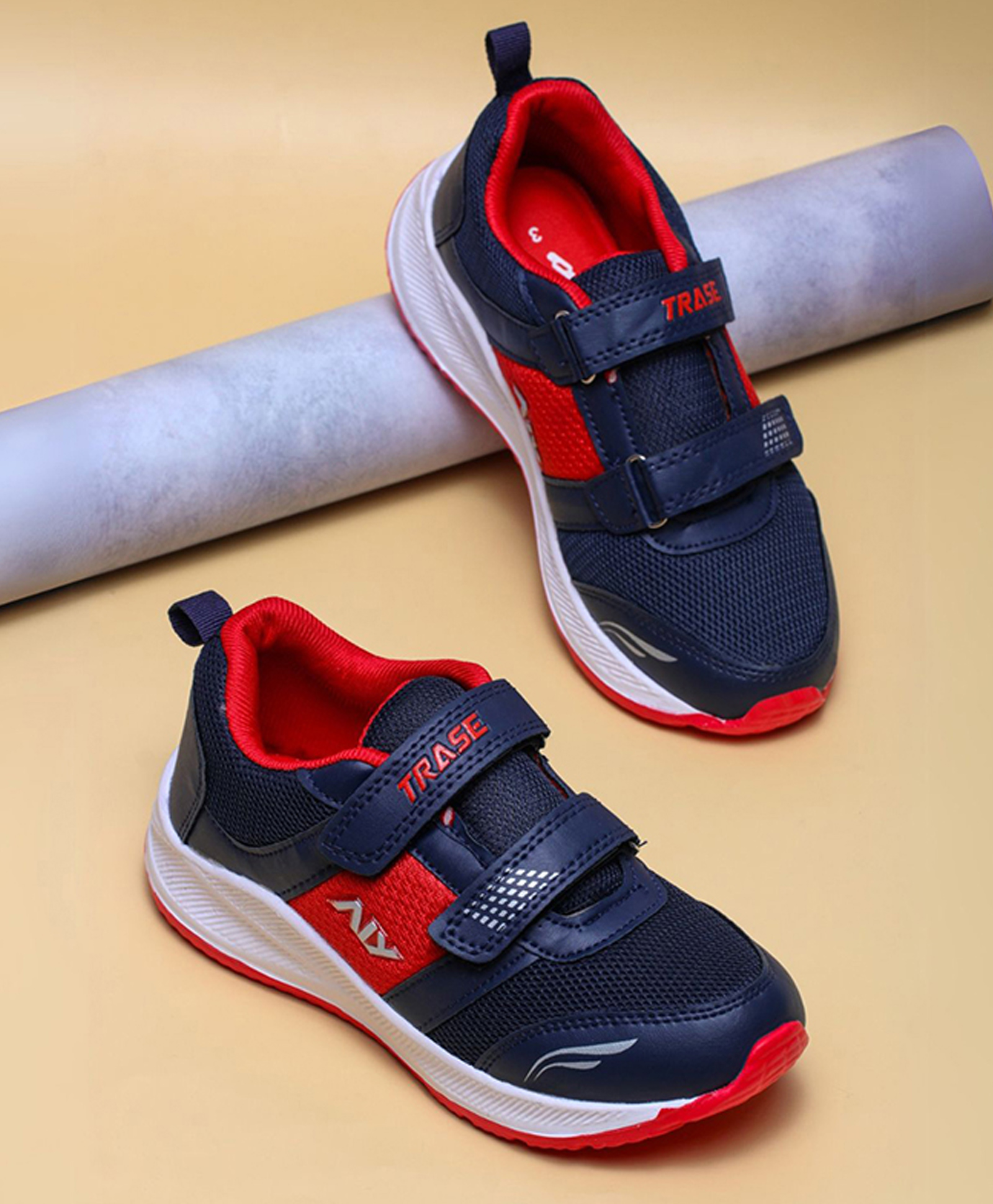 TRASE Colour Blocked Double Velcro Closure Sneakers - Red & Blue-picture-26