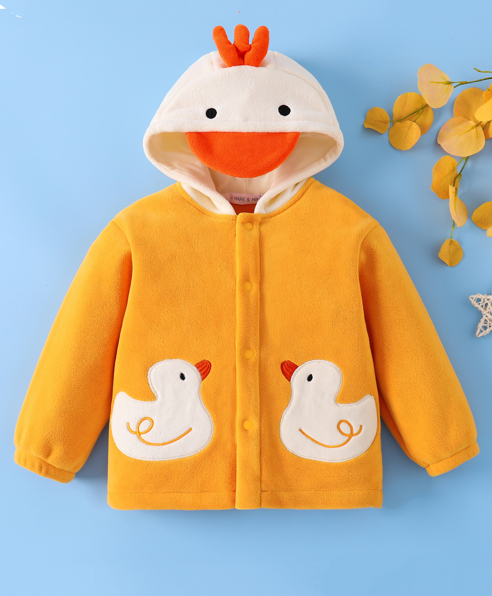 Mark & Mia Full Sleeves Front Open Hooded SweatJacekt with Duck Applique & Patch - Yellow-picture-27
