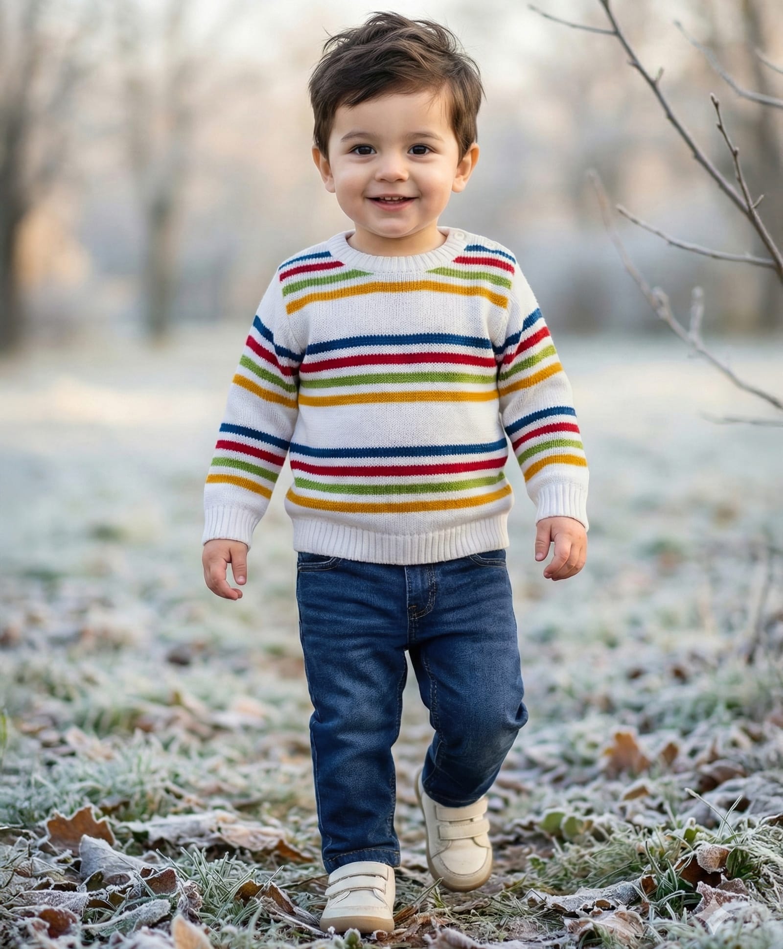 Babyhug Knit Full Sleeves Striped Pullover Sweater Set - Multicolor