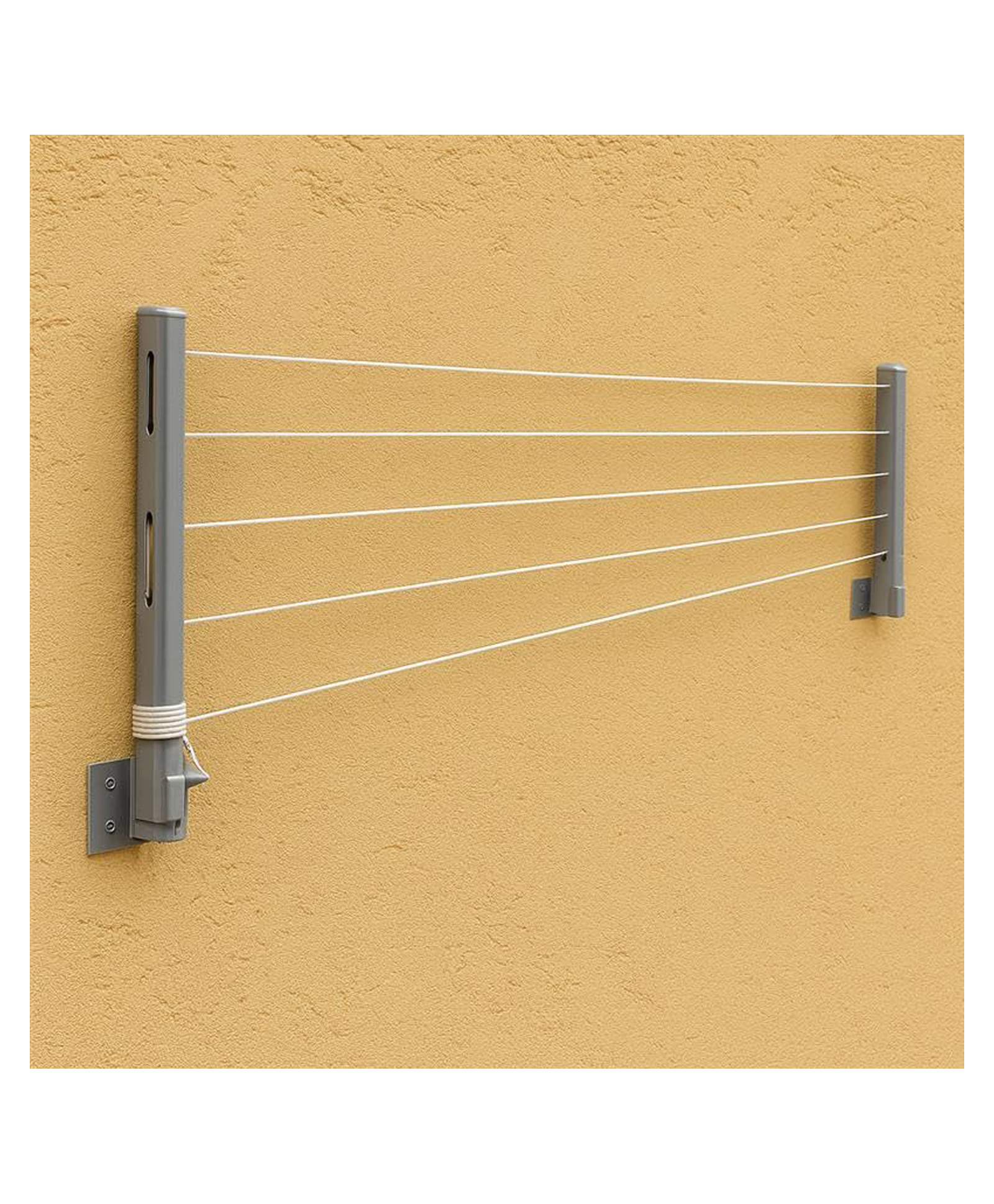 JD FRESH Metal Foldable Wall Mount Cloth Drying Stand with 30 Feet Rope - Silver