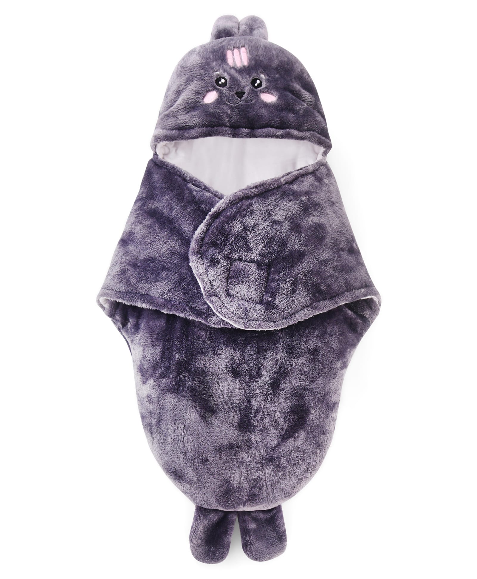 Zoe Bunny Wrapper Swaddle in Ultra Soft Vellore Fabric Bunny Embroidery - Grey| Soft & Comfortable| New Born Gifting Option| Breathable Fabric| Warm & Cozy| Travel Friendly| Machine Washable-image-27