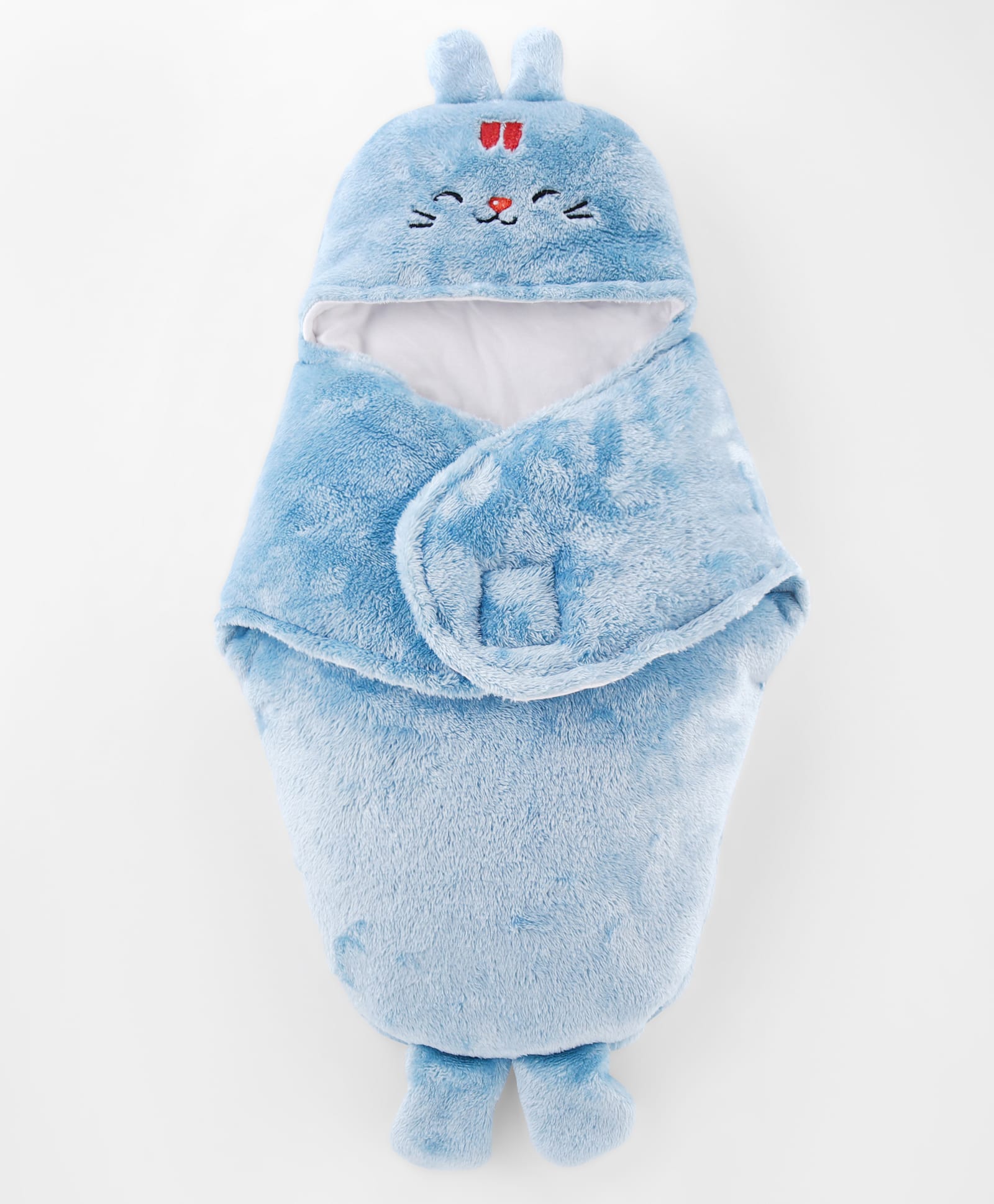 Zoe Bunny Wrapper Swaddle in Ultra Soft Vellore Fabric Bunny Embroidery - Blue| Soft & Comfortable| New Born Gifting Option| Breathable Fabric| Warm & Cozy| Travel Friendly| Machine Washable-image-42