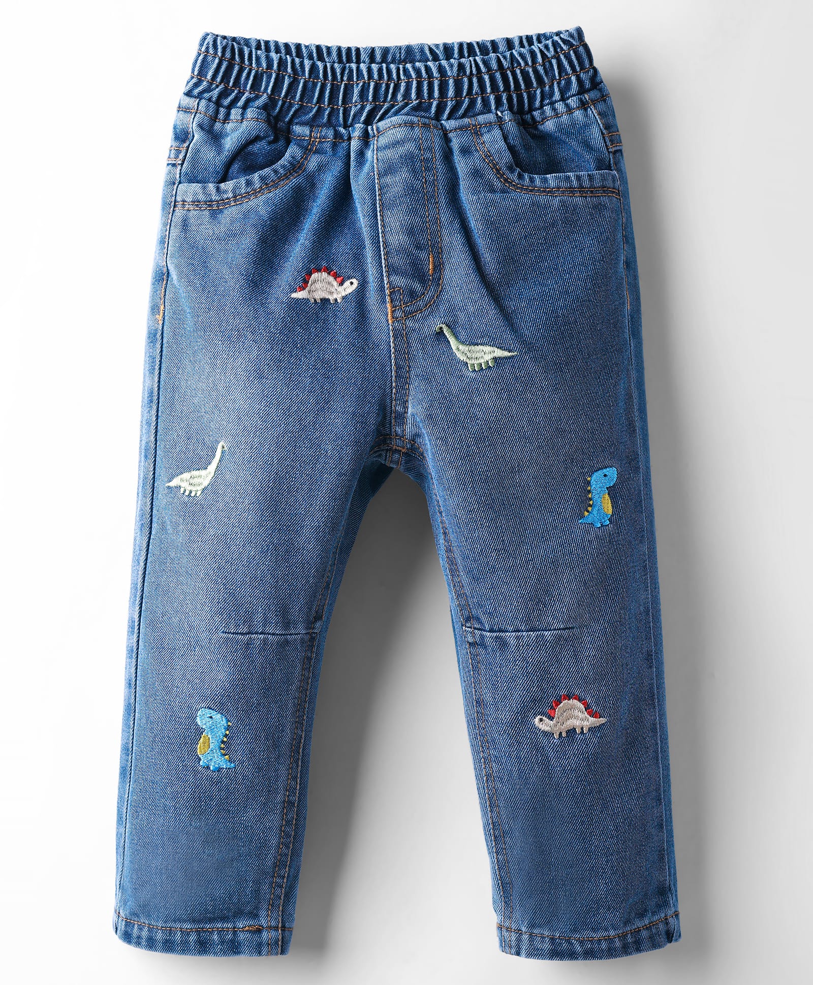 Little Kangaroos Denim Woven Full Length Jeans With Dino Embriodery - Royal Blue-picture-24