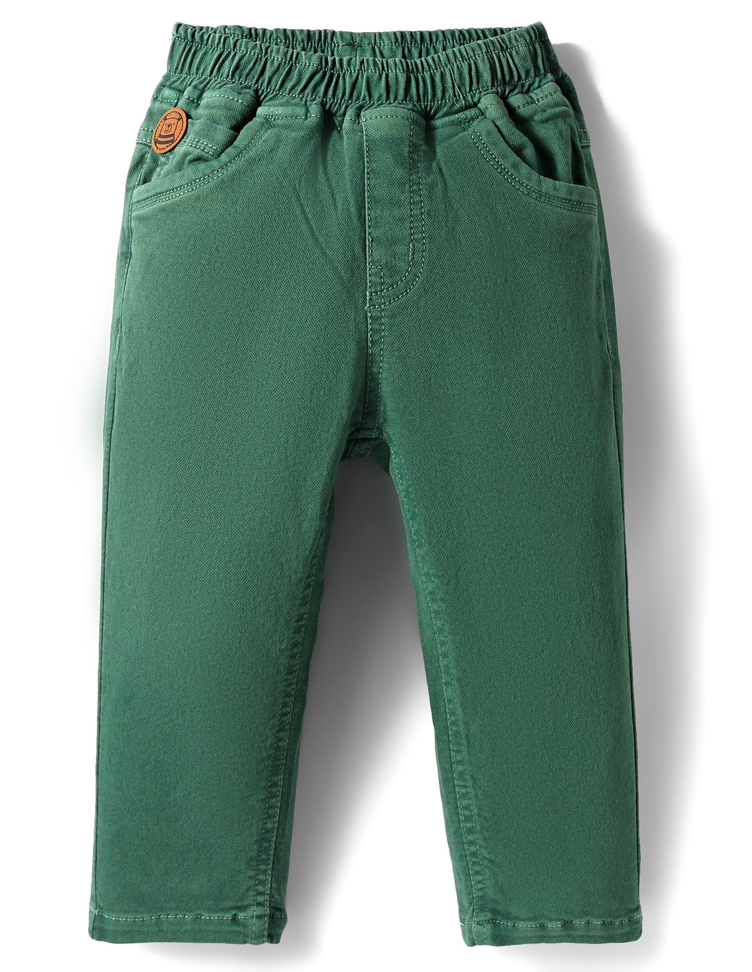 Little Kangaroos Denim Woven Full Length Solid Coloured Jeans With Patch - Mint-picture-35