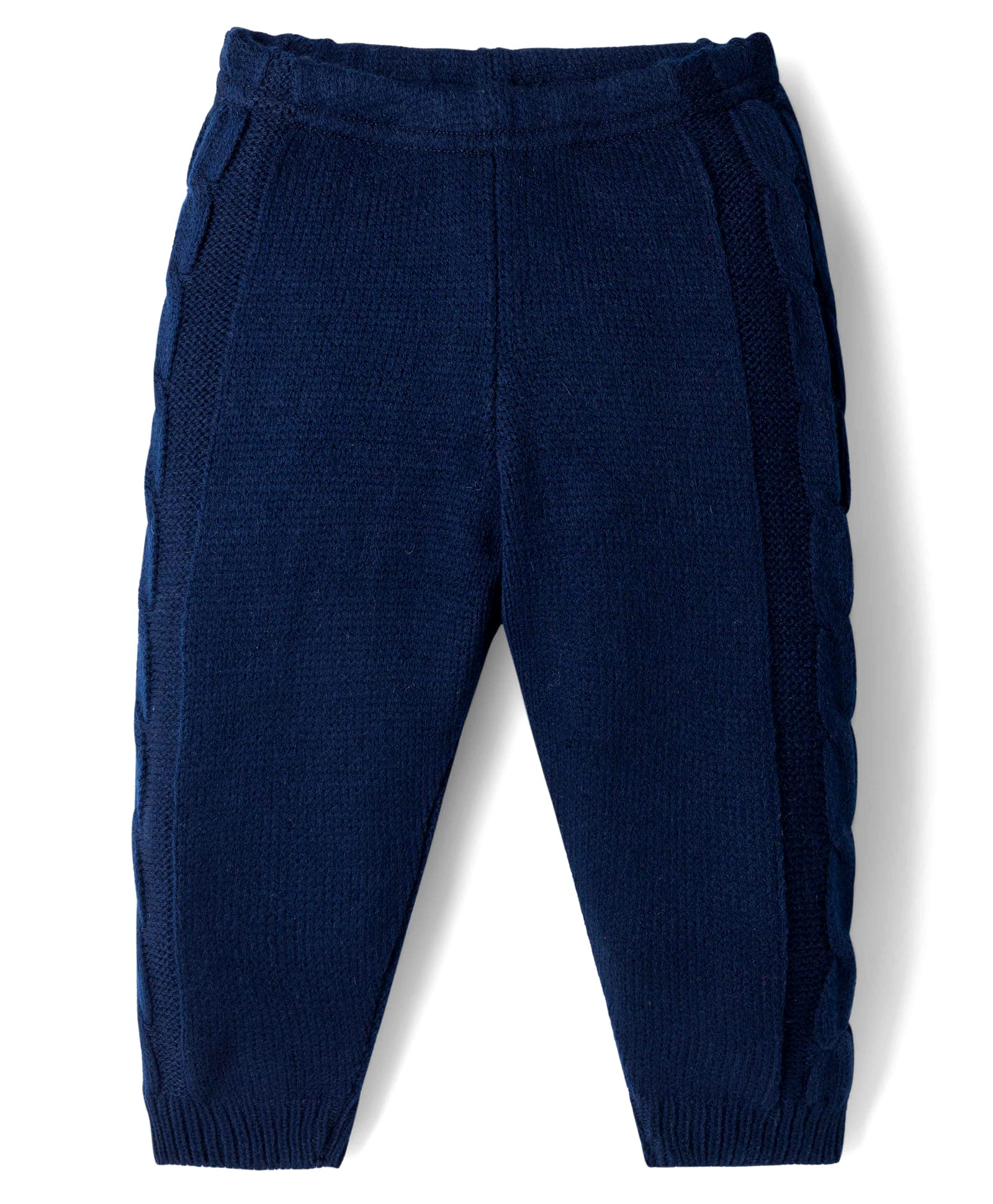 Babyhug Knit Full Length Woolen Pant With Cable Knit Design - Navy Blue