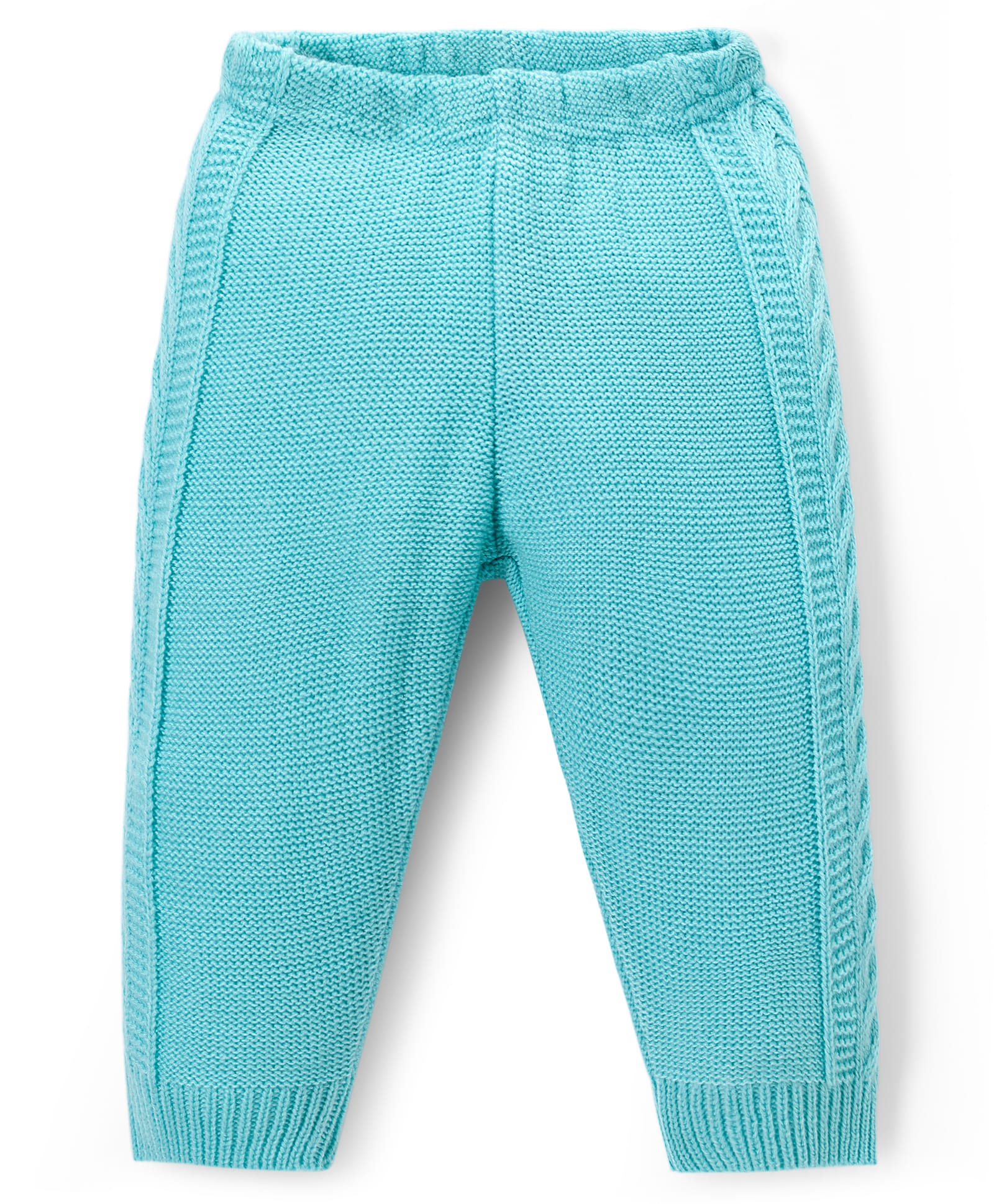 Babyhug Knit Full Length Solid Colour Fleece & Woollen Pant - Light Blue