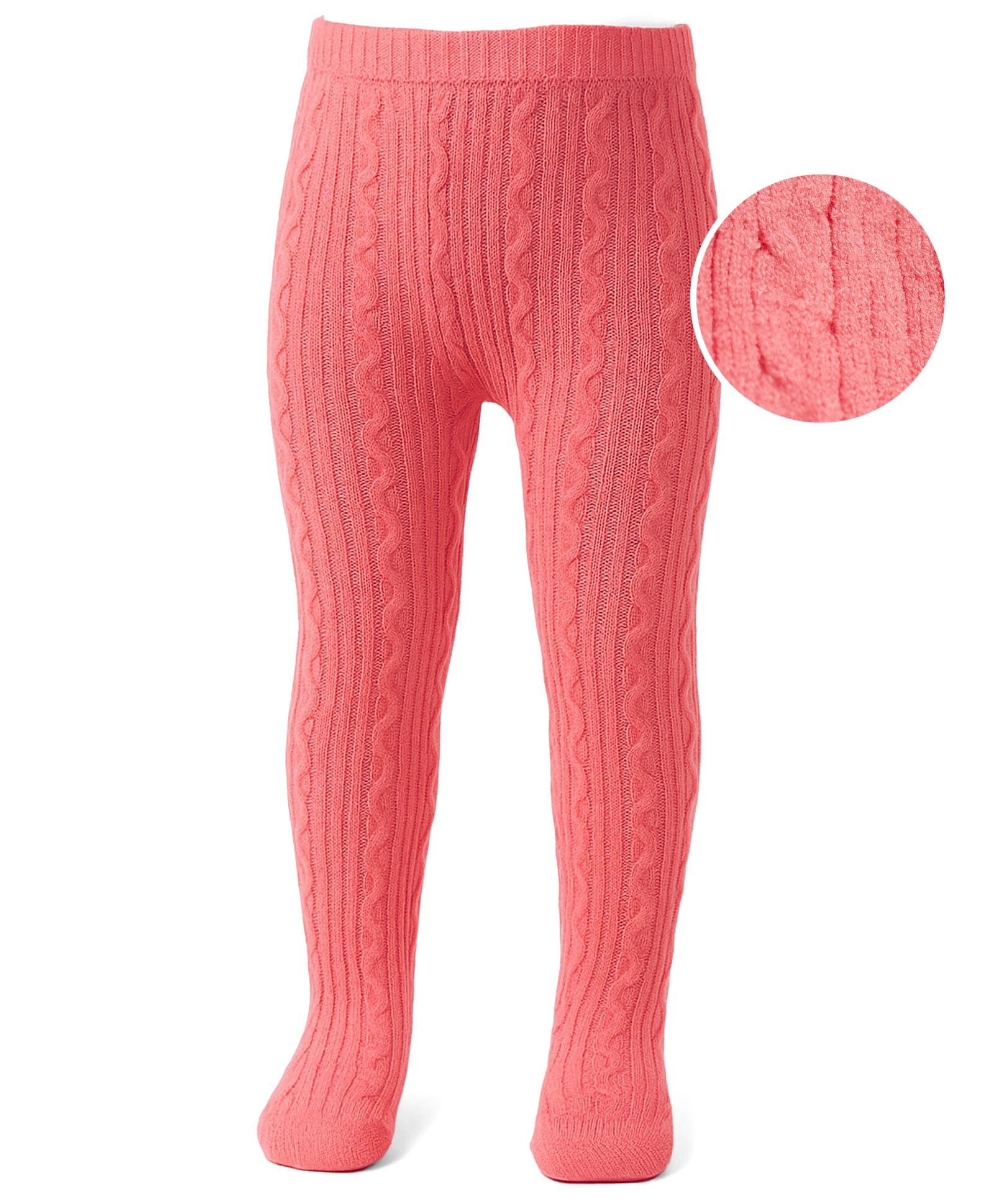 Babyhug Knit Footed Woollen Bootie Legging with Cable Knit Design - Pink