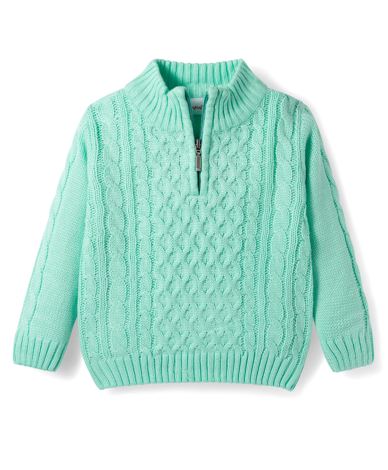 Babyhug Knitted Full Sleeves Pullover Sweater With Cable Knit Design - Sea Green-picture-17