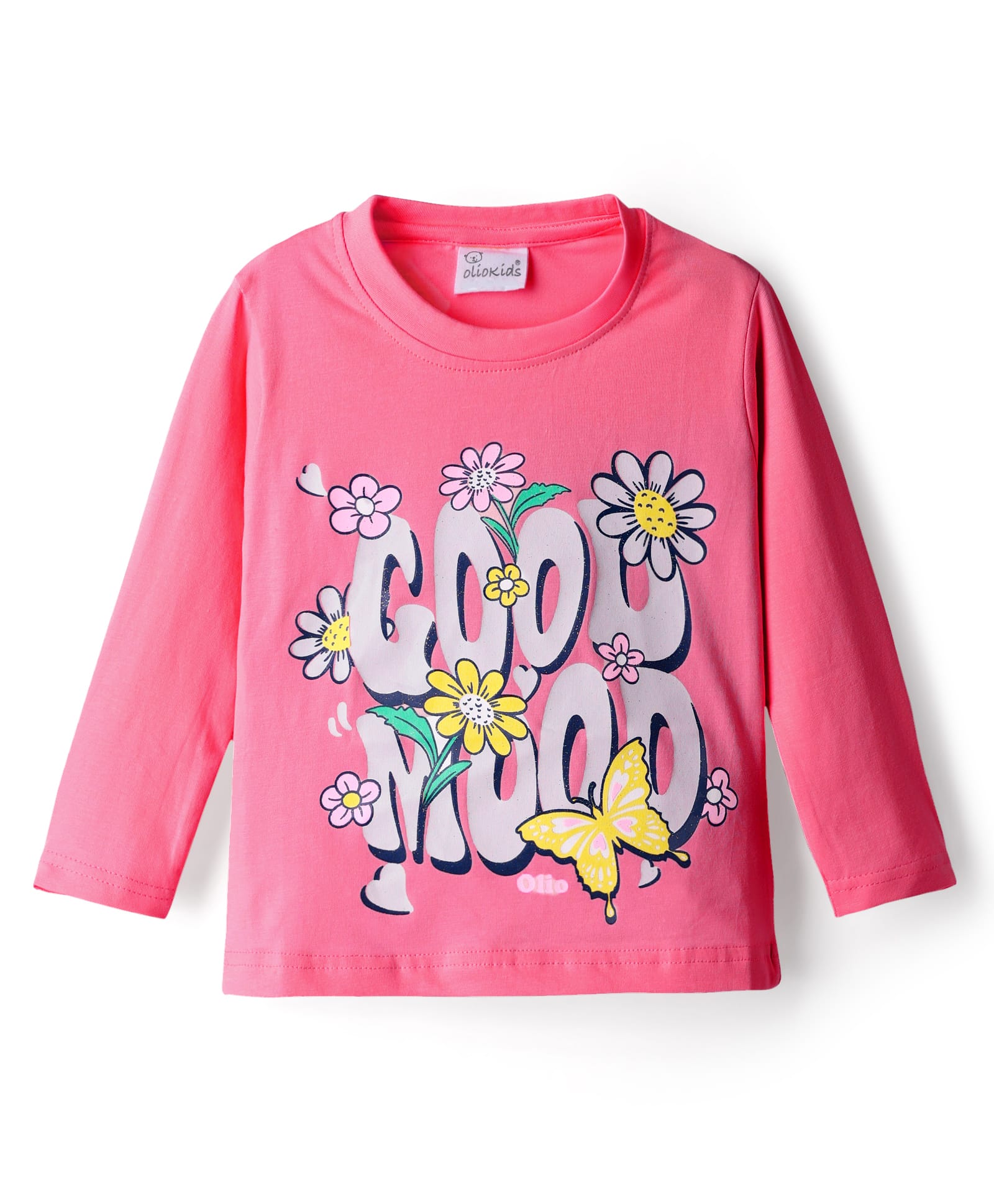 Olio Kids Sinker Knit Full Sleeves Winter T-Shirt with Cool Mood Text Print - Dark Pink-picture-35