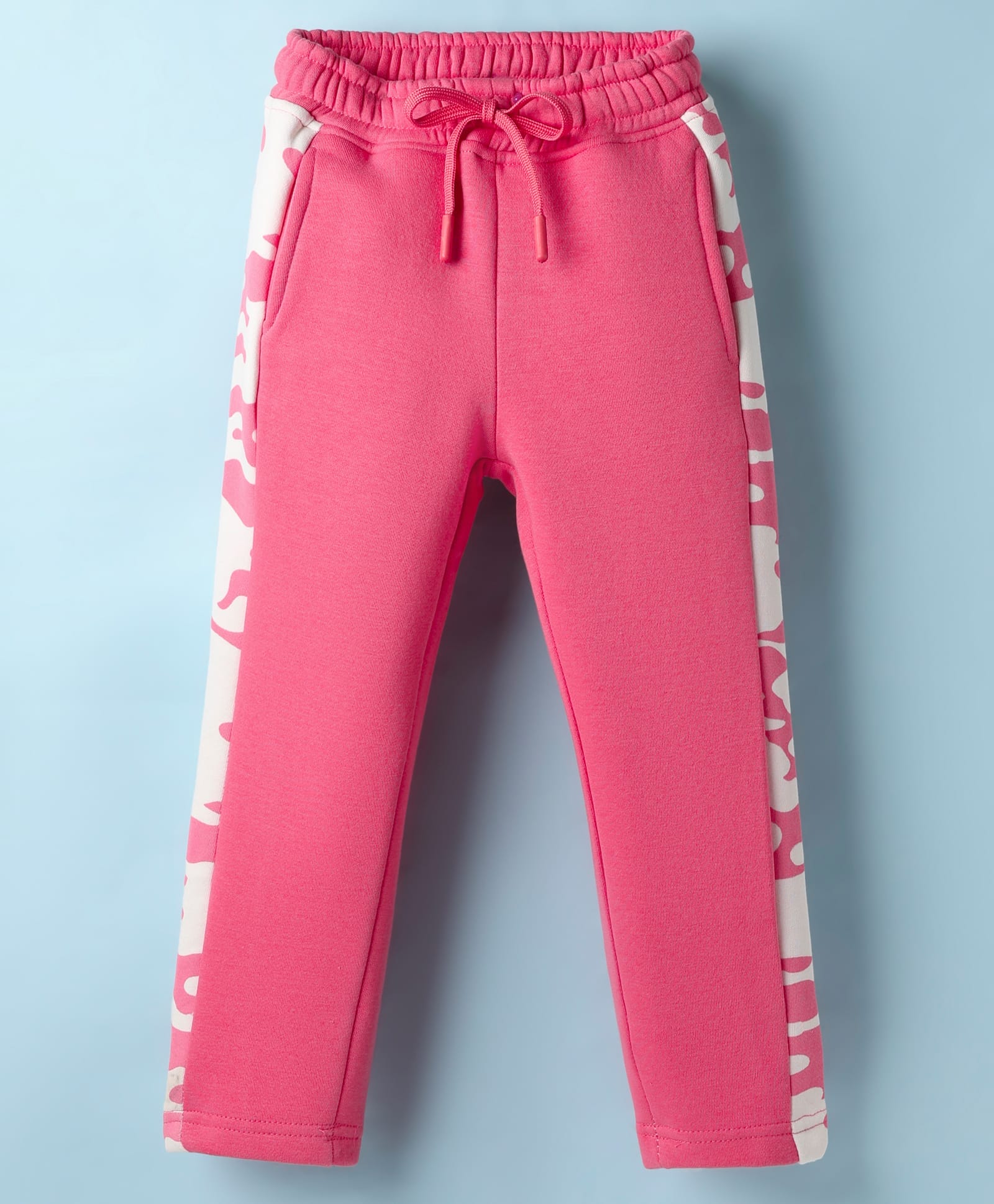 Olio Kids Knit Full Length Fleece Pant with Camouflage Print - Pink-image-4