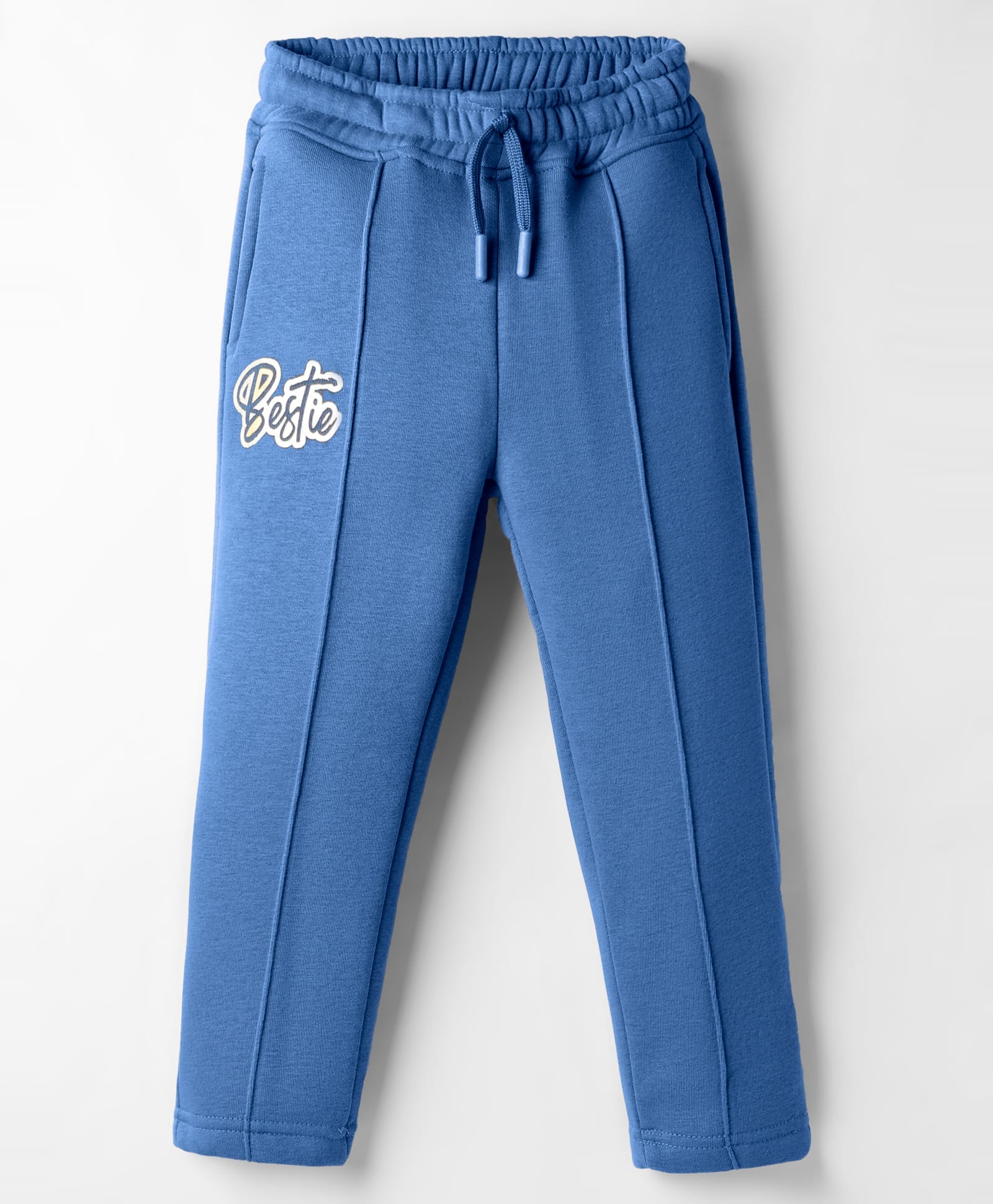 Olio Kids Knit Full Length Fleece Pant with Bestie Print - Blue-picture-15