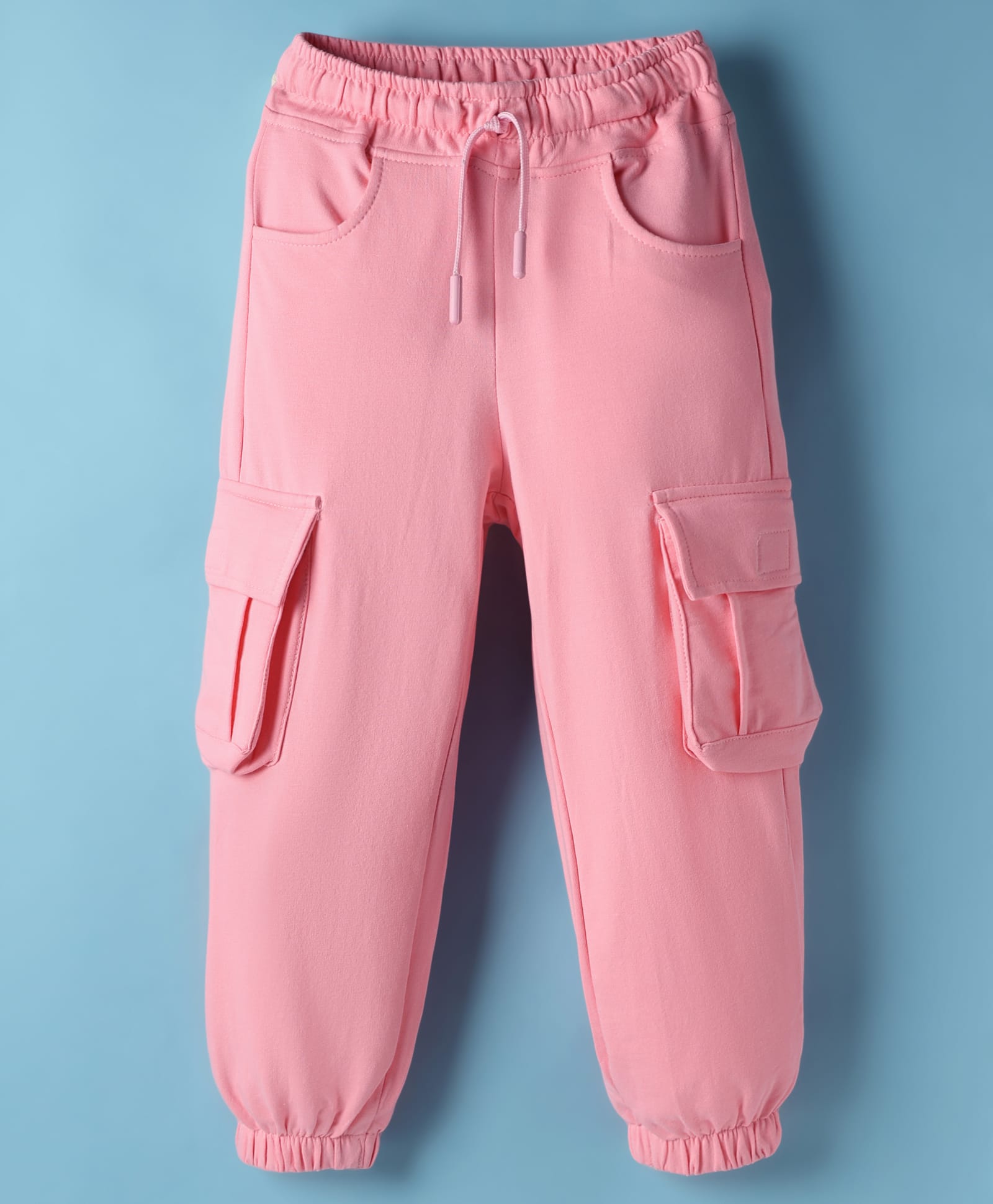Olio Kids Looper Knit Full Length Lounge Pants with Cargo Pockets - Pink-image-22