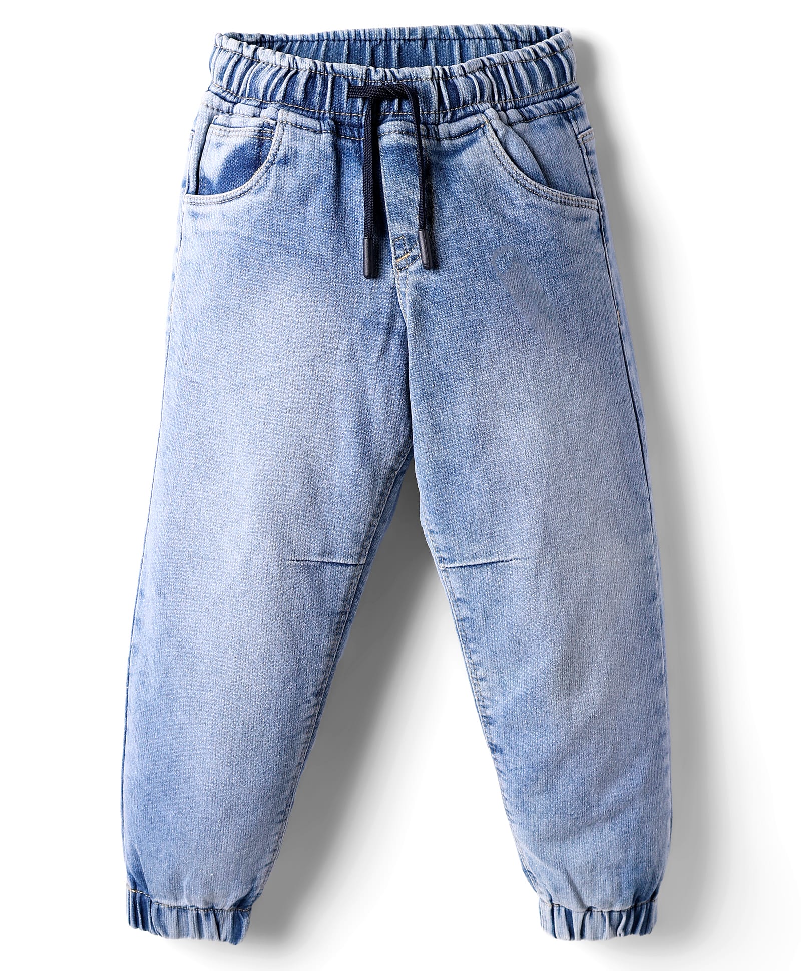 Olio Kids Denim Woven Full Length Solid Colour Jeans - Light Blue-picture-34