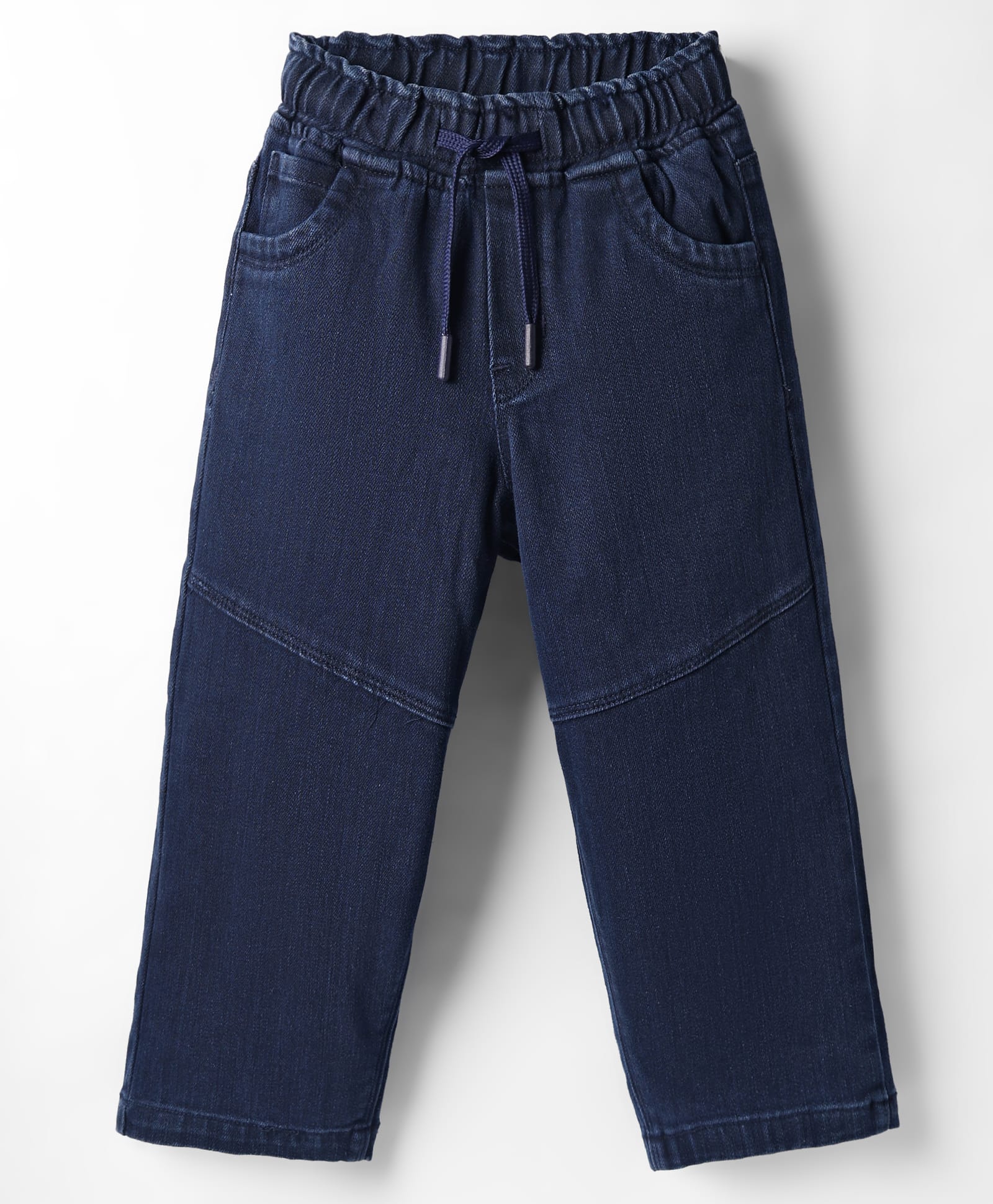 Olio Kids Denim Woven Full Length Solid Coloured Cut & Sew Jeans - Navy Blue-picture-33