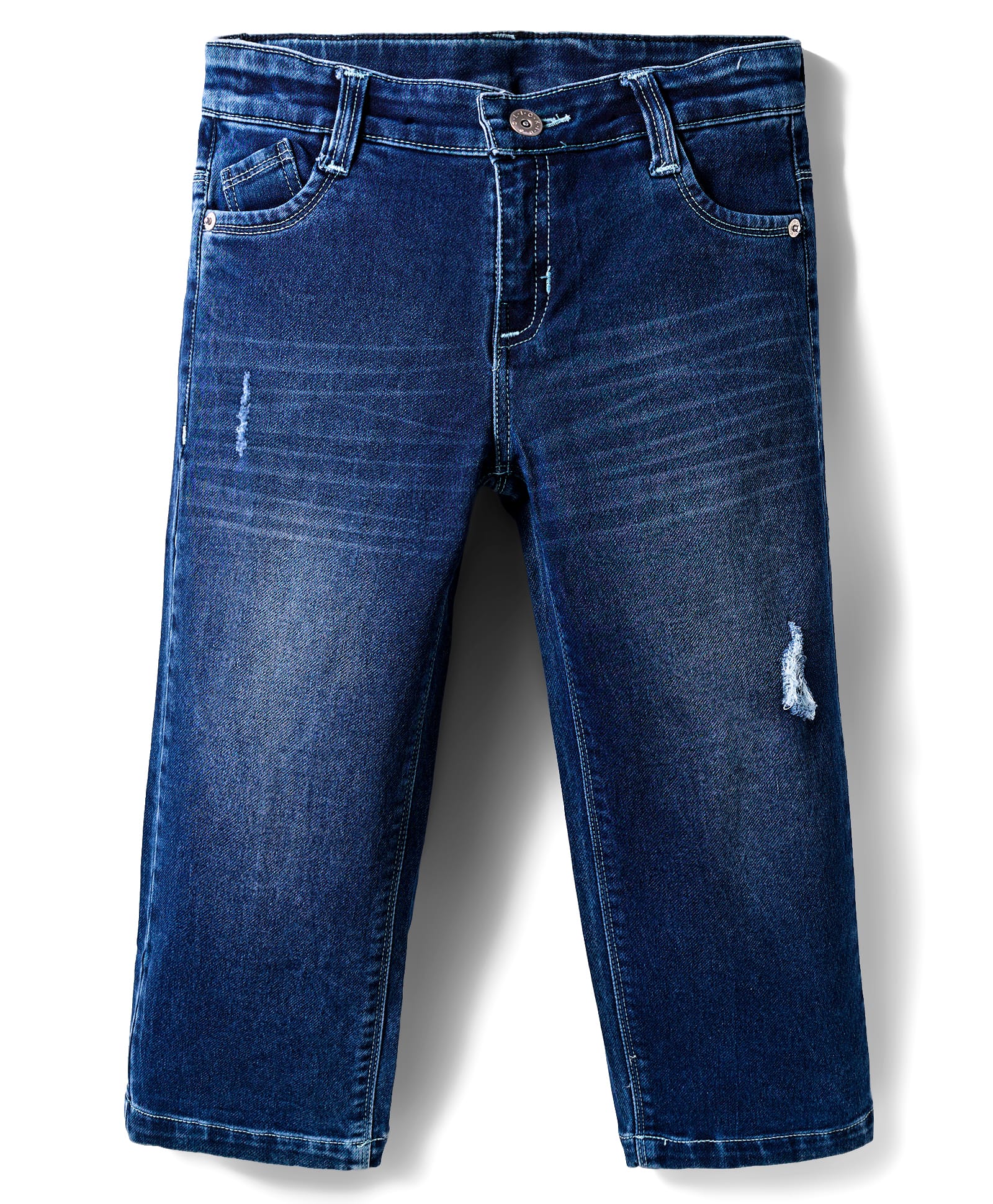 Olio Kids Denim Woven Full Length Distressed Jeans - Blue-picture-21