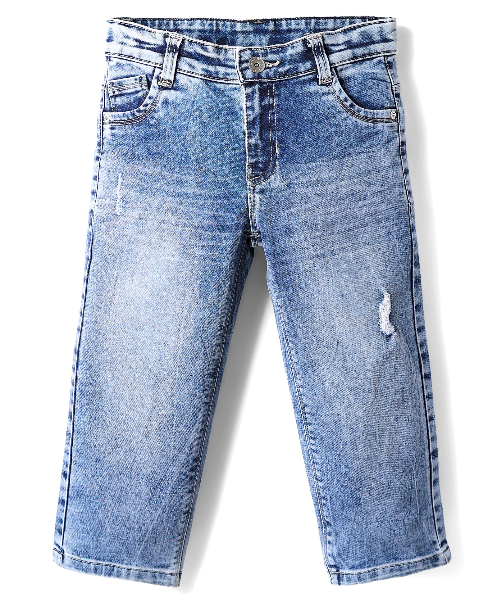 Olio Kids Denim Woven Full Length Distressed Jeans - Light Blue-picture-27