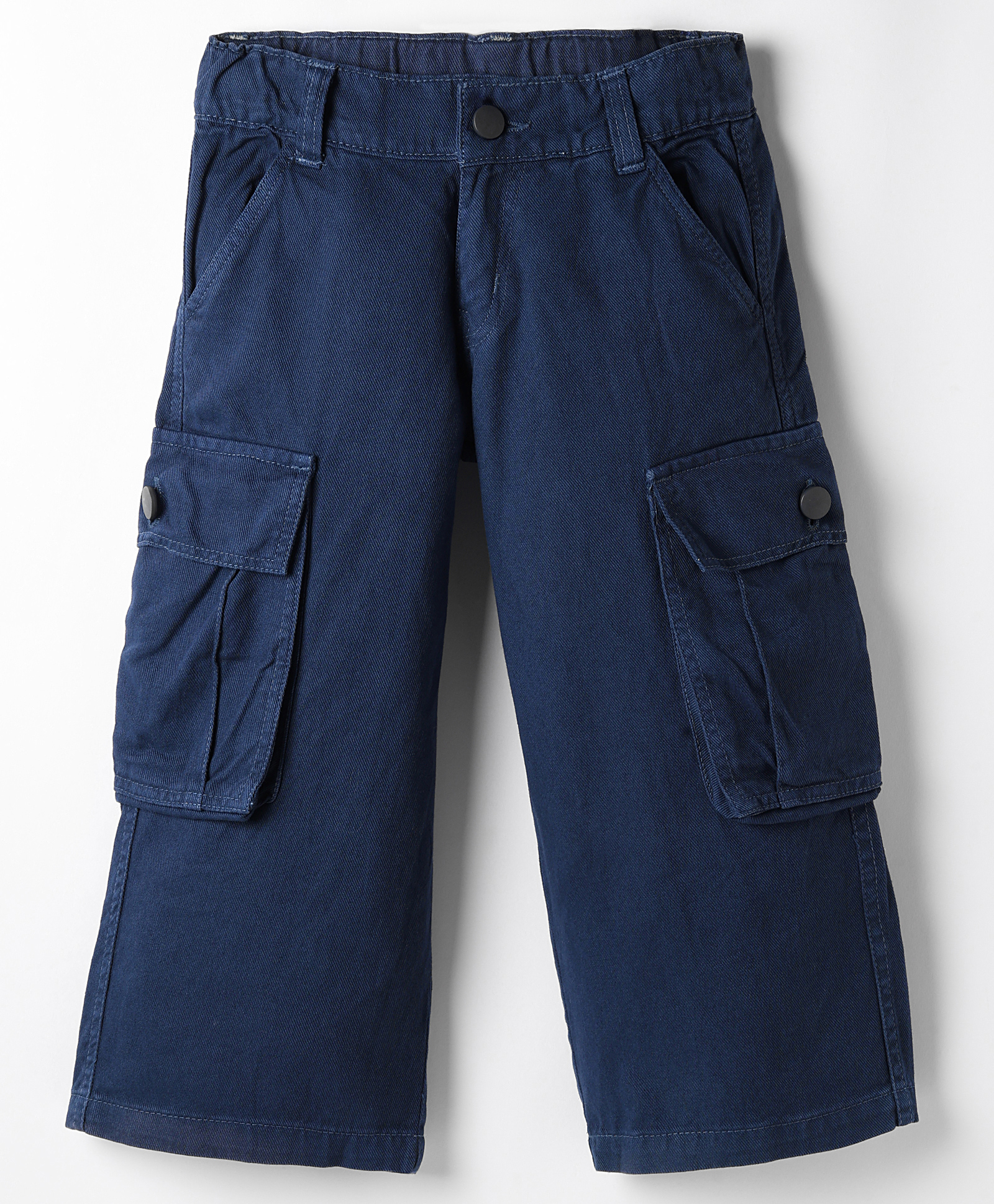 Olio Kids Cotton Woven Full Length Solid Color Trouser with Cargo Pocket - Navy Blue-picture-20