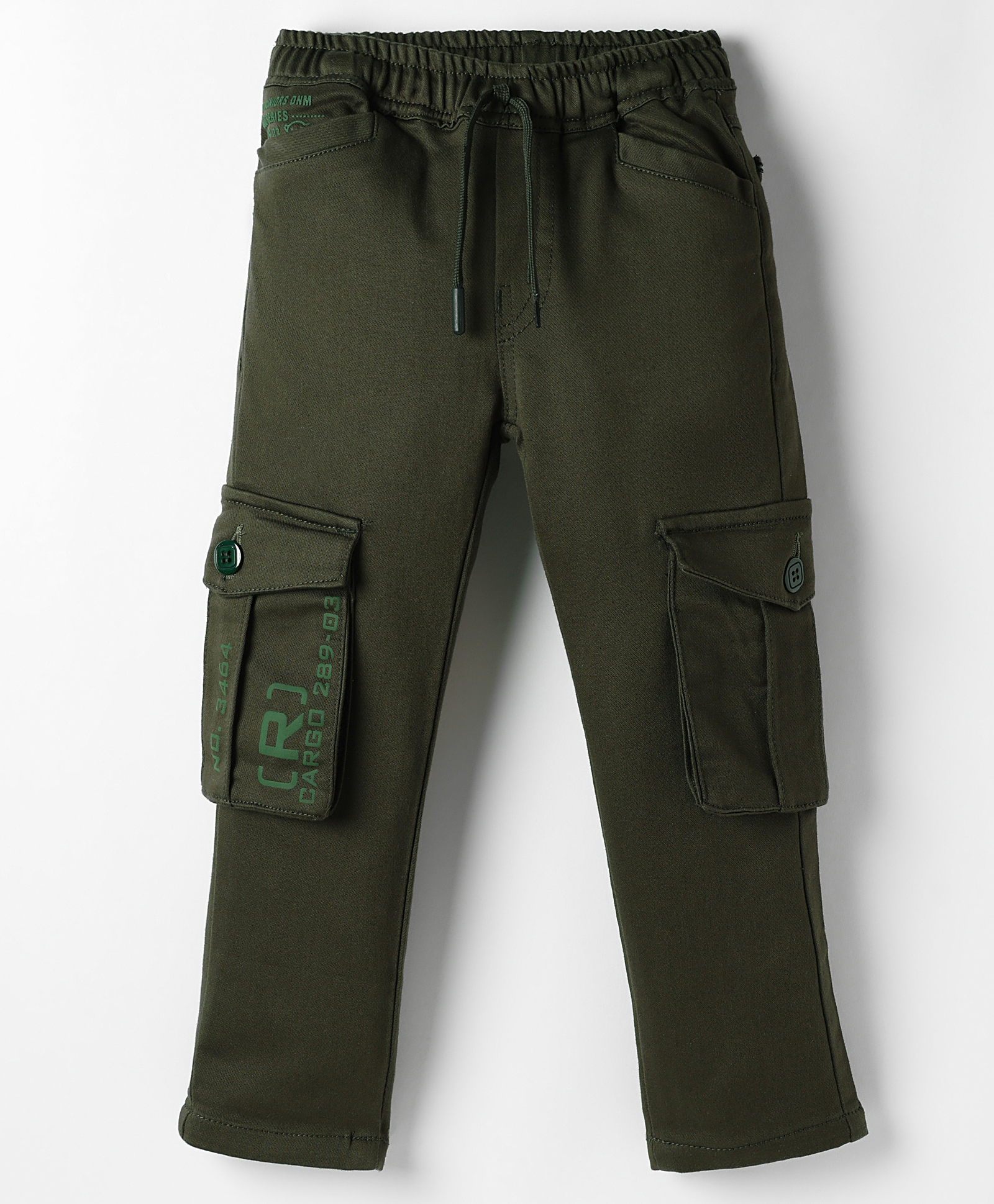 Olio Kids Cotton Woven Full Length Trouser With Cargo Pockets - Olive Green-picture-30