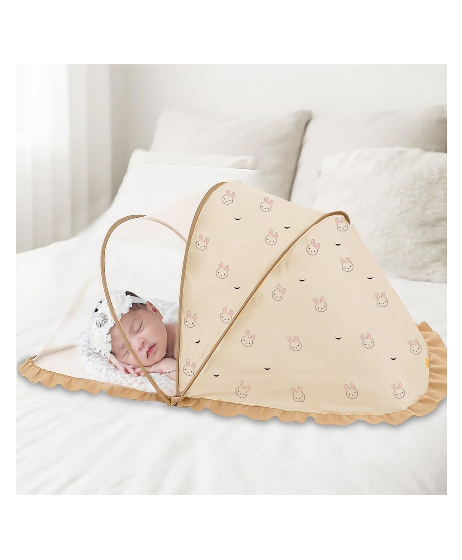 Tony Stark Folding Baby Mosquito Net, Bottomless Net for Infants with Honeycomb Mesh, Lightweight & Portable Mosquito Nets for Infants (Bunny Rabbit)-image-42