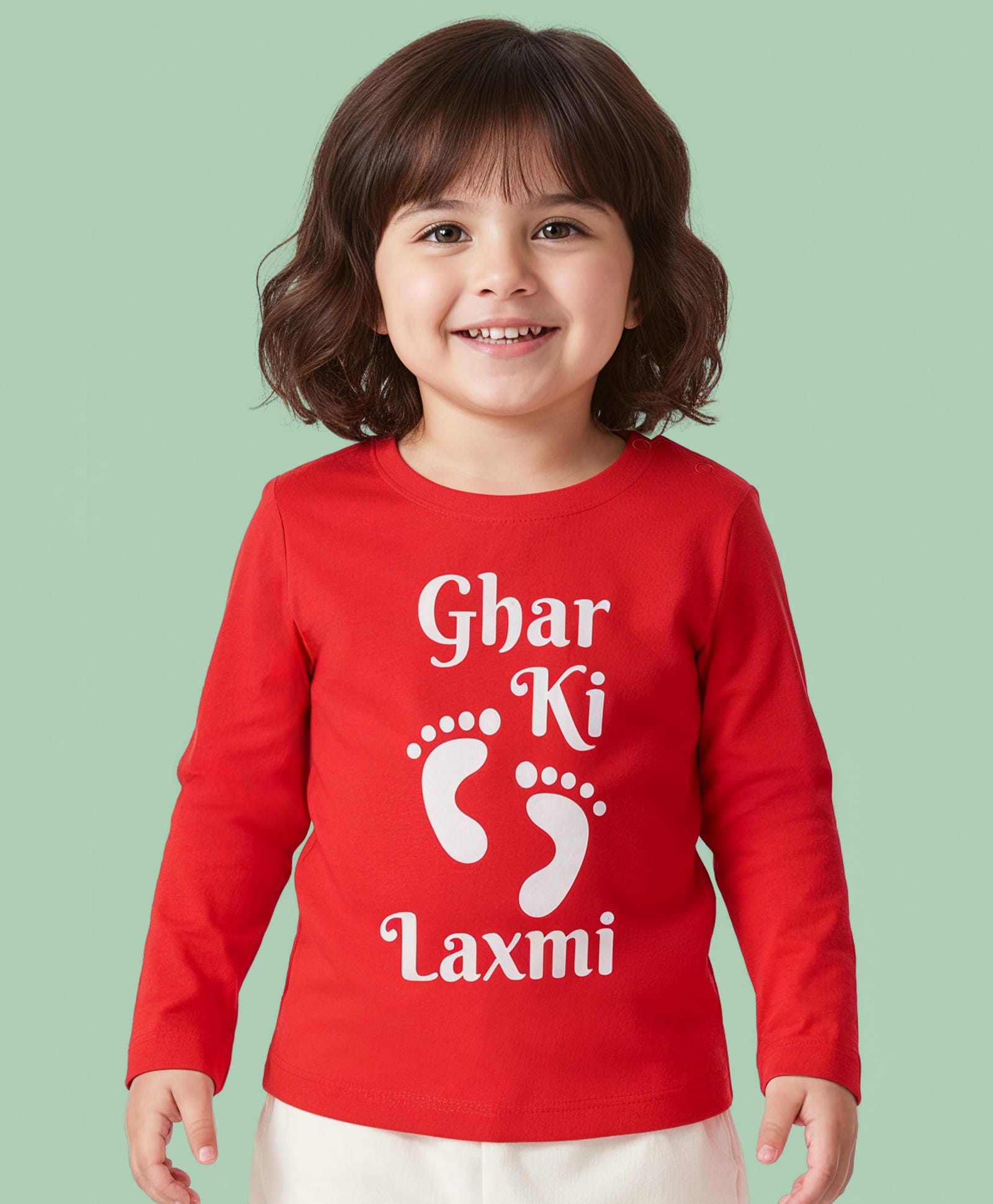 Doodle Poodle 100% Cotton Knit Full Sleeves T-Shirt With Durga Puja Text Print - Red-picture-20