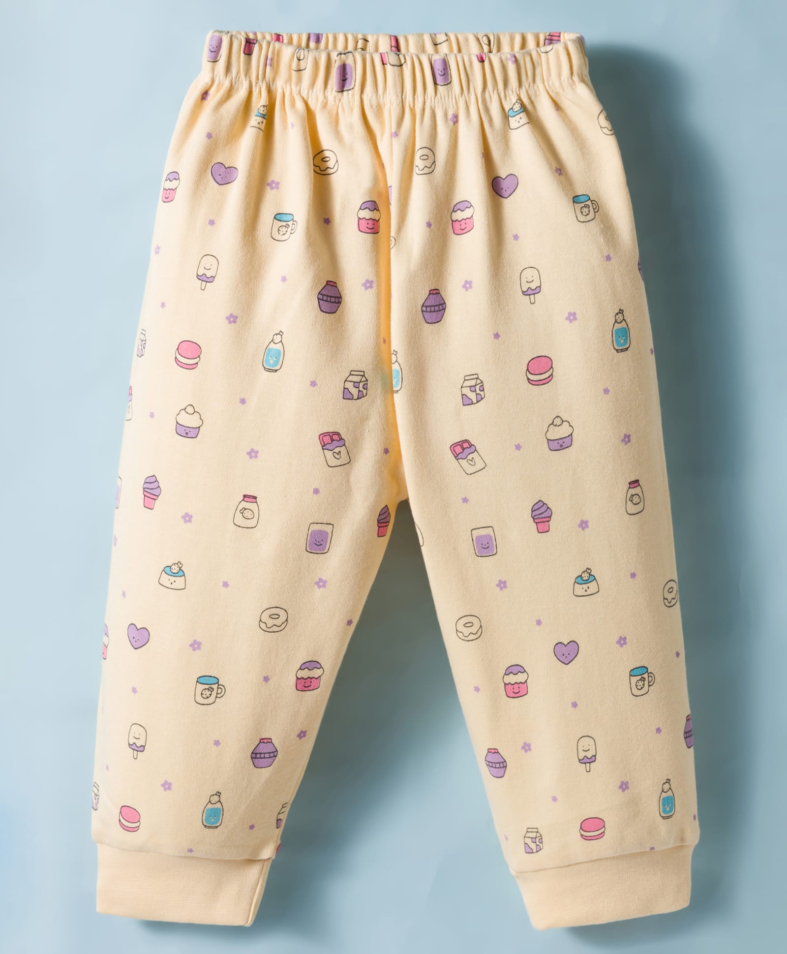 Tango Interlock Knit Full Length Lounge Pant with Cupcake Print - Cream-picture-26