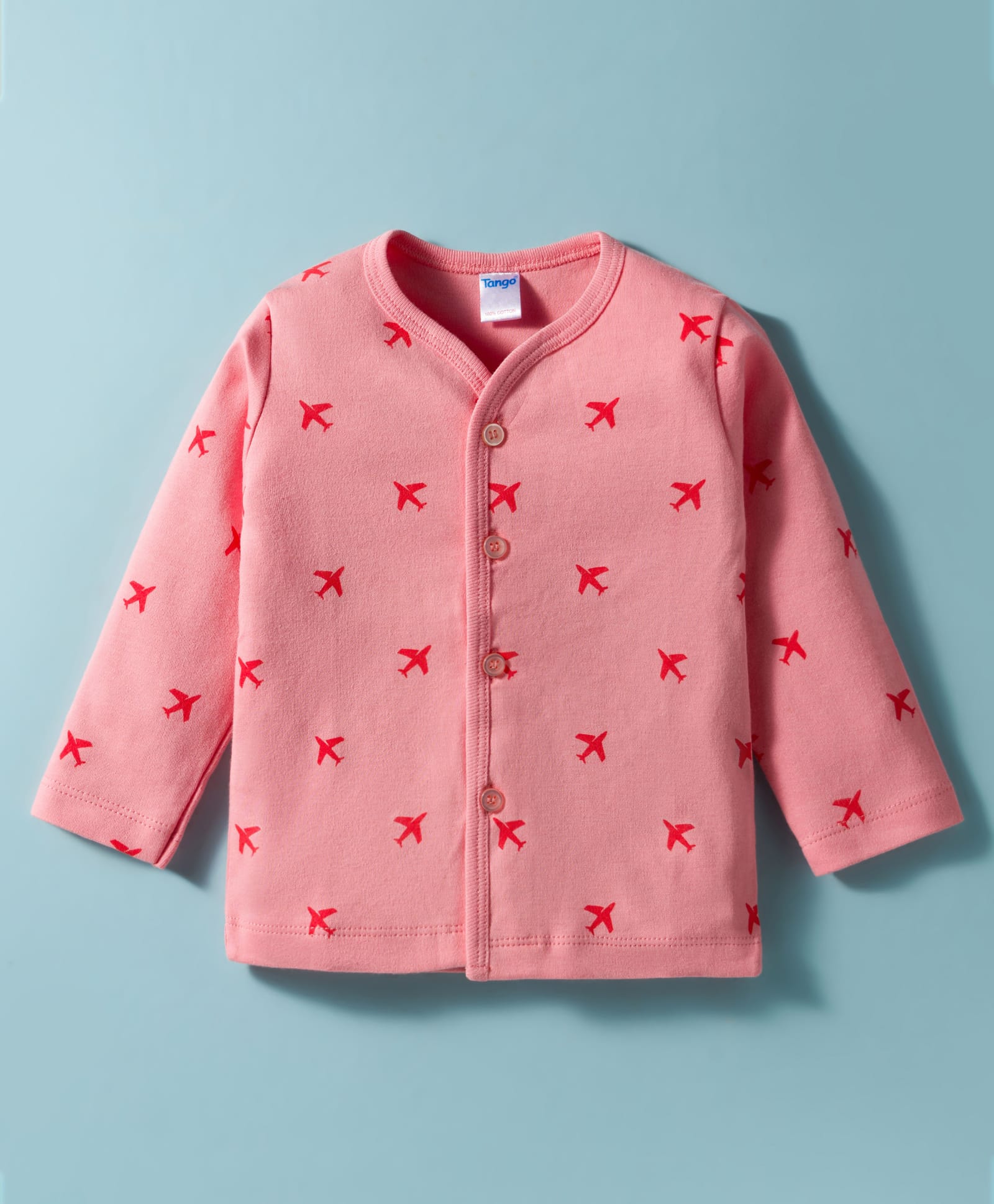 Tango Single Jersey Knit Full Sleeves Jhabla with Vehicle Print - Coral-picture-43
