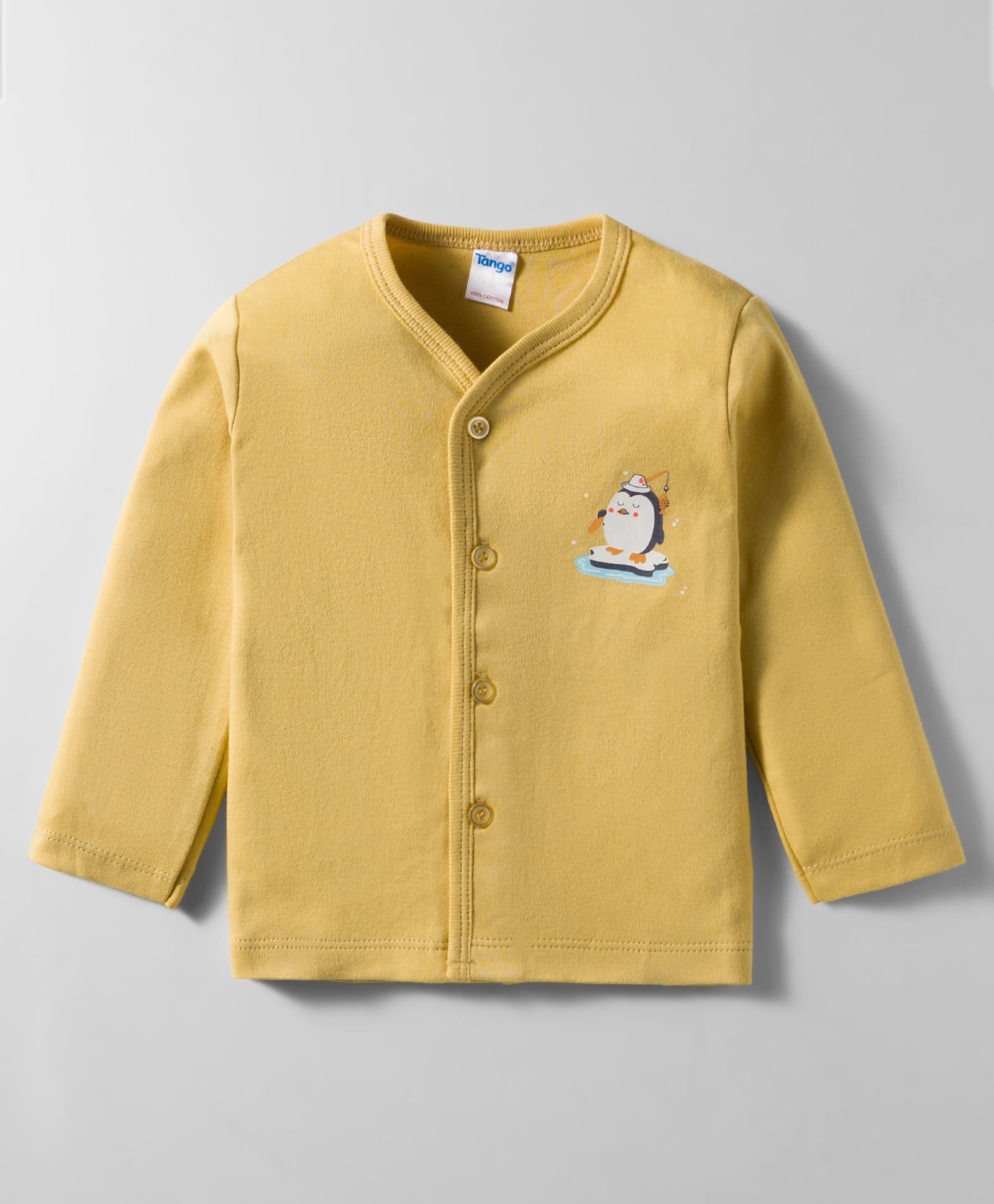 Tango Interlock Knit Full Sleeves Jhabla with Animal Print - Mustard-image-46
