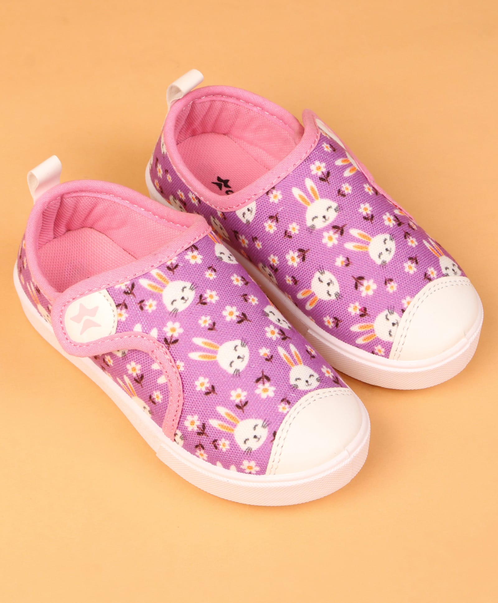 Cute Walk by Babyhug Velcro Closure Casual Shoes with Bunny & Floral Print - Purple-picture-16