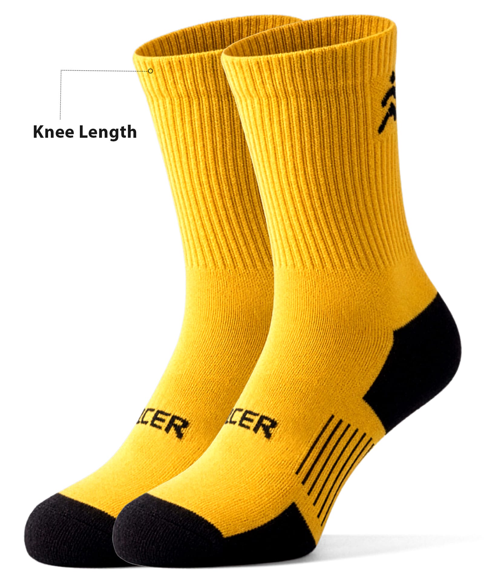 Pine Active Cotton Lycra Knit Terry Breathable Knee Length Football Socks - Yellow-picture-24