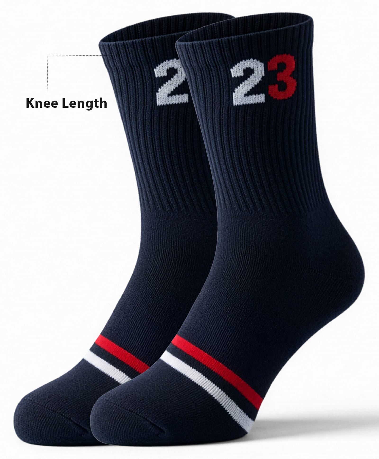 Pine Active Cotton Lycra Knit Terry Breathable Knee Length Football Socks - Navy Blue-picture-23