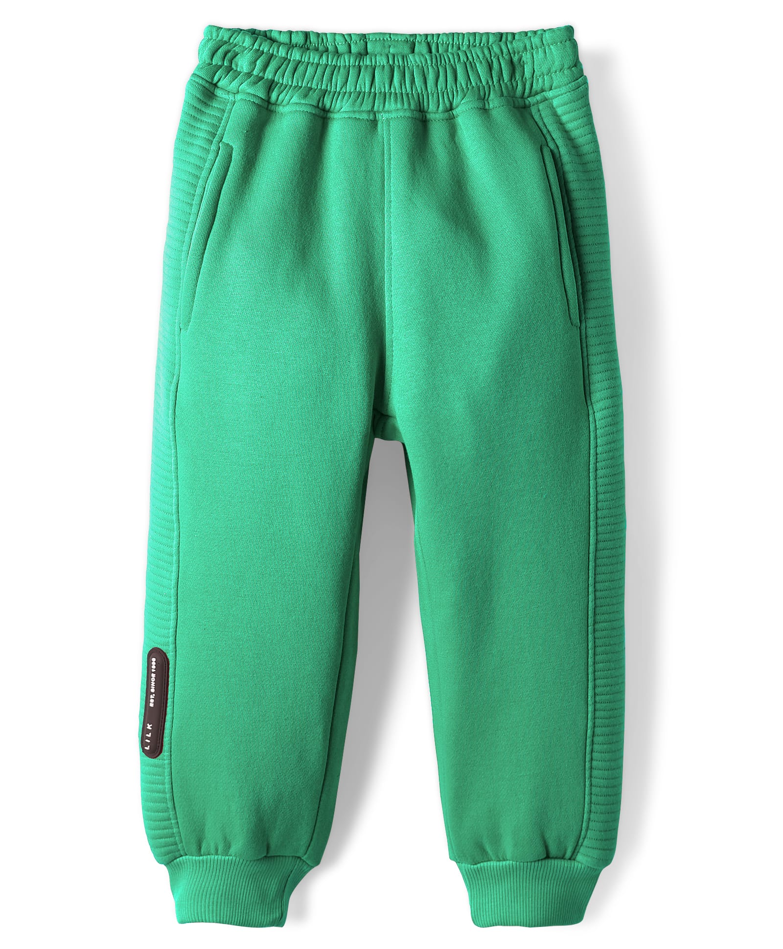 Little Kangaroos Fleece and Woollen Knit Full Length Solid Color Joggers - Light Green-image-8