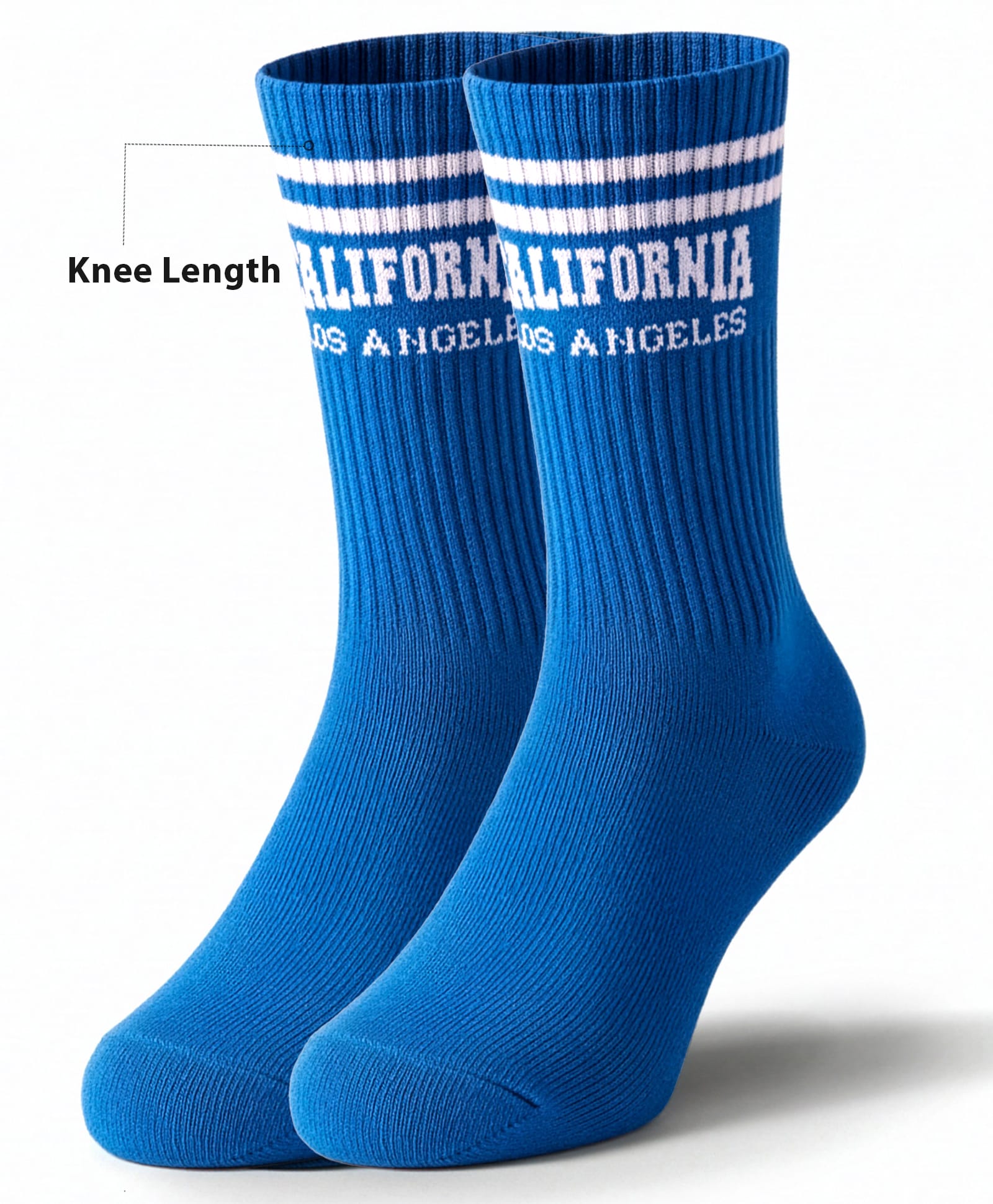 Pine Active Cotton Lycra Knit Terry Breathable Knee Length Athletic Socks with Text Design - Blue-picture-6