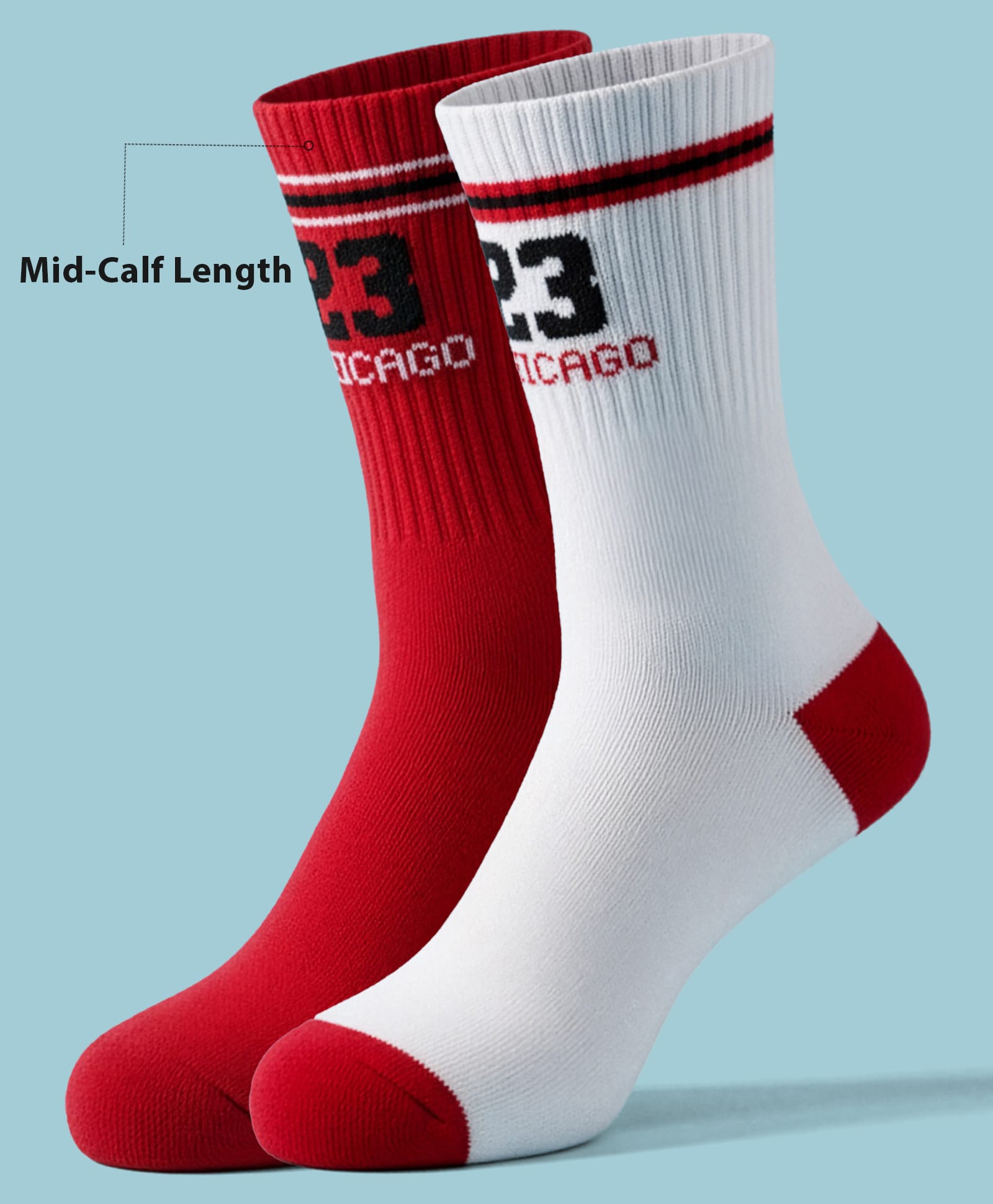 Pine Active Cotton Lycra Knit Terry Breathable Calf Length Athletic Socks with Text Design Pack of 2 - Red & White-picture-12