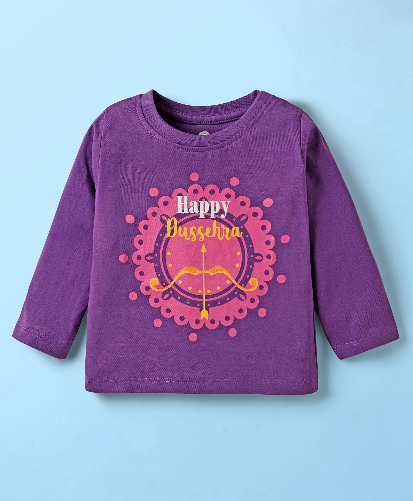 Doodle Poodle 100% Cotton Knit Full Sleeves T-Shirt With Dushera Print - Purple-picture-19