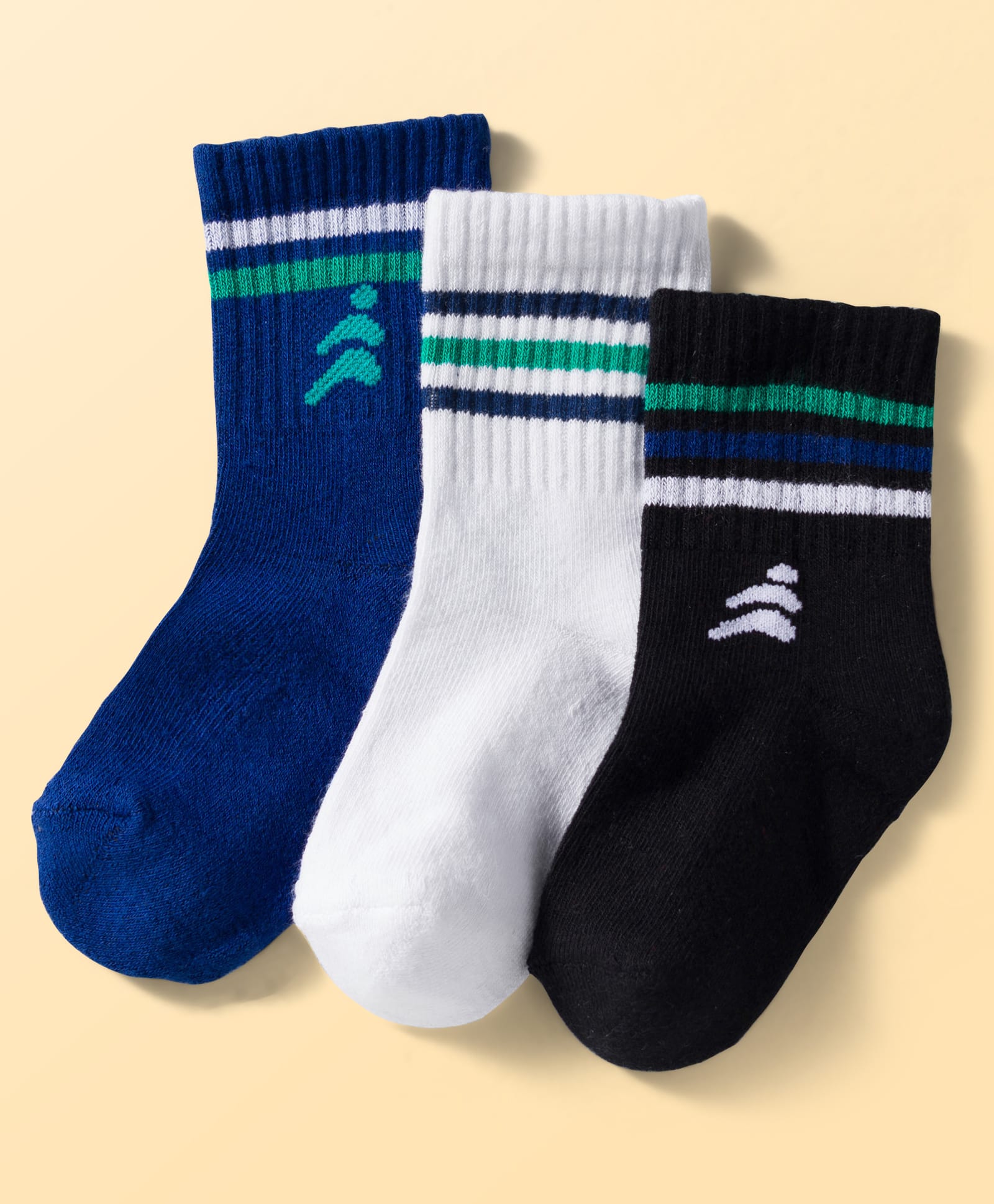 Pine Active Cotton Lycra Knit Terry Breathable Calf Length Athletic Socks Pack of 3 - Multicolor-picture-25