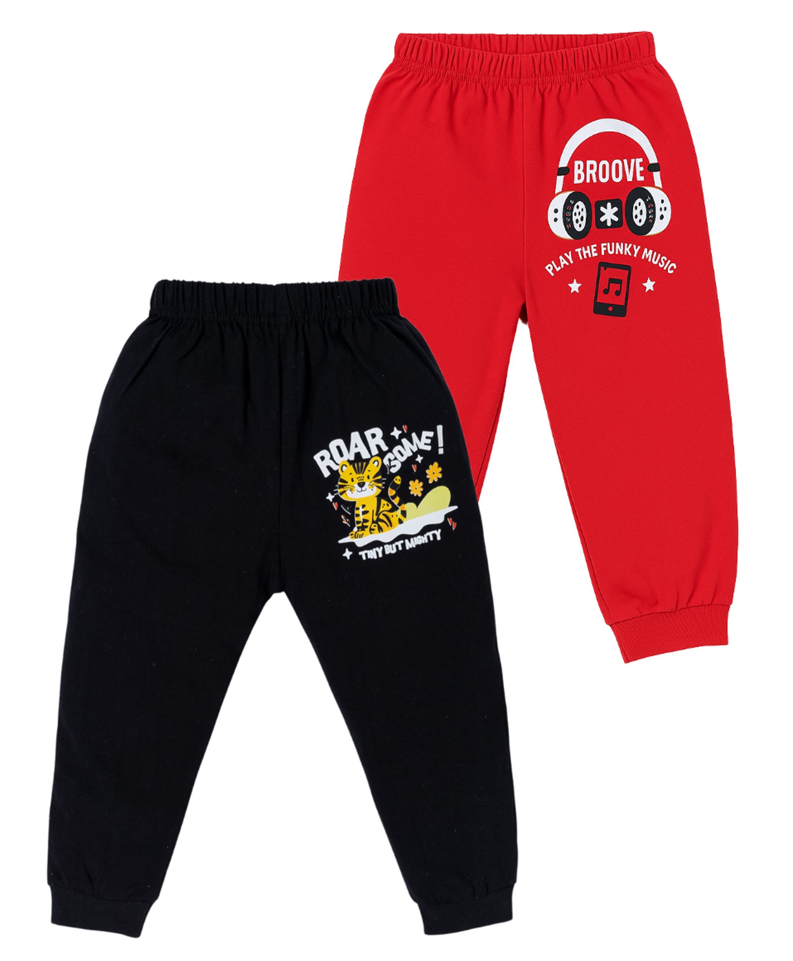 Tiny Hugs Cotton Knit Pack of 2 Headphones & Cute Baby Tiger Printed Pajamas - Black & Red-picture-22