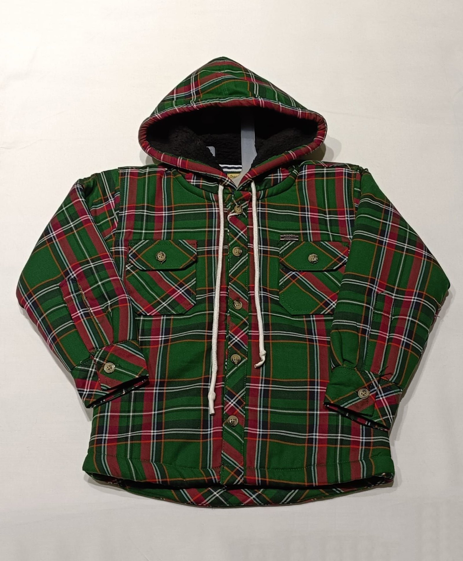 Noddy Cotton Full Sleeves Tartan Checked Hooded Zipper Jacket With Sherpa Lining - Green-picture-37